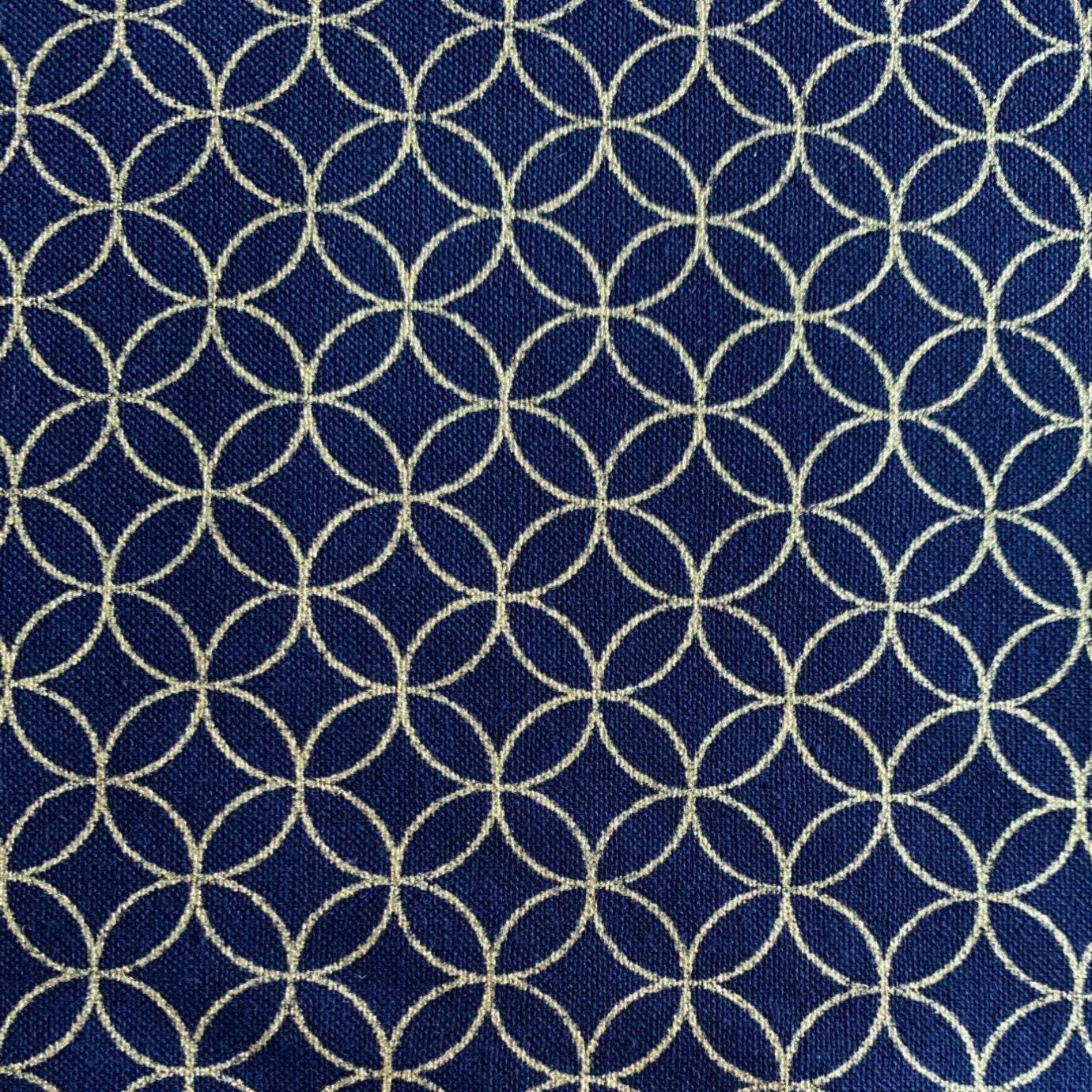 Sevenberry - Golden Shippo Circles Cotton Fabric - Blue