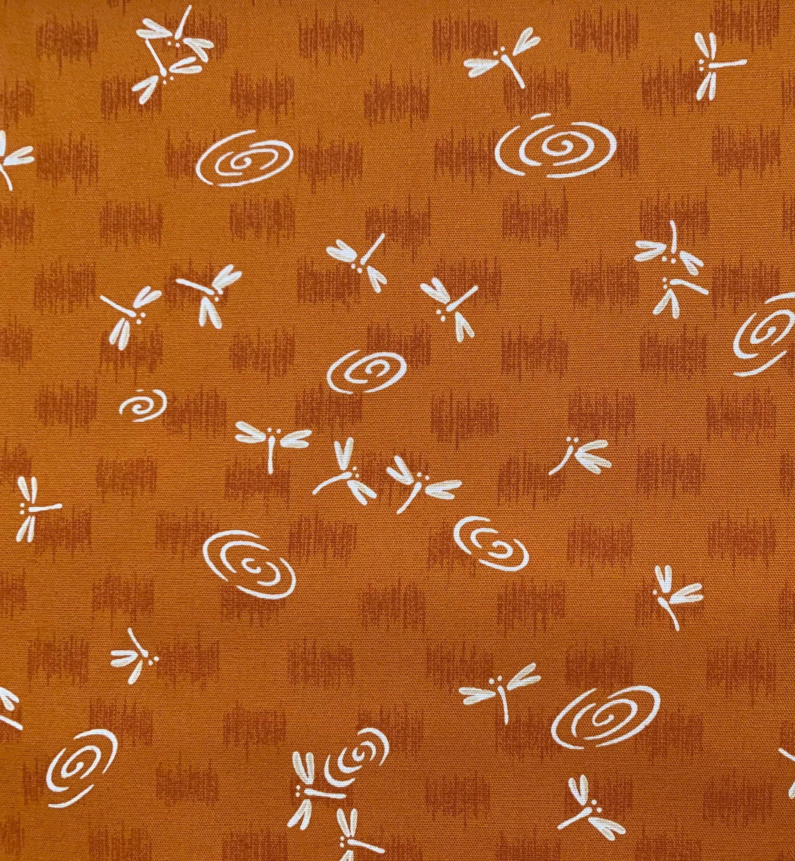Dragonflies at the Water's Edge Japanese cotton fabric 3030-4C orange
