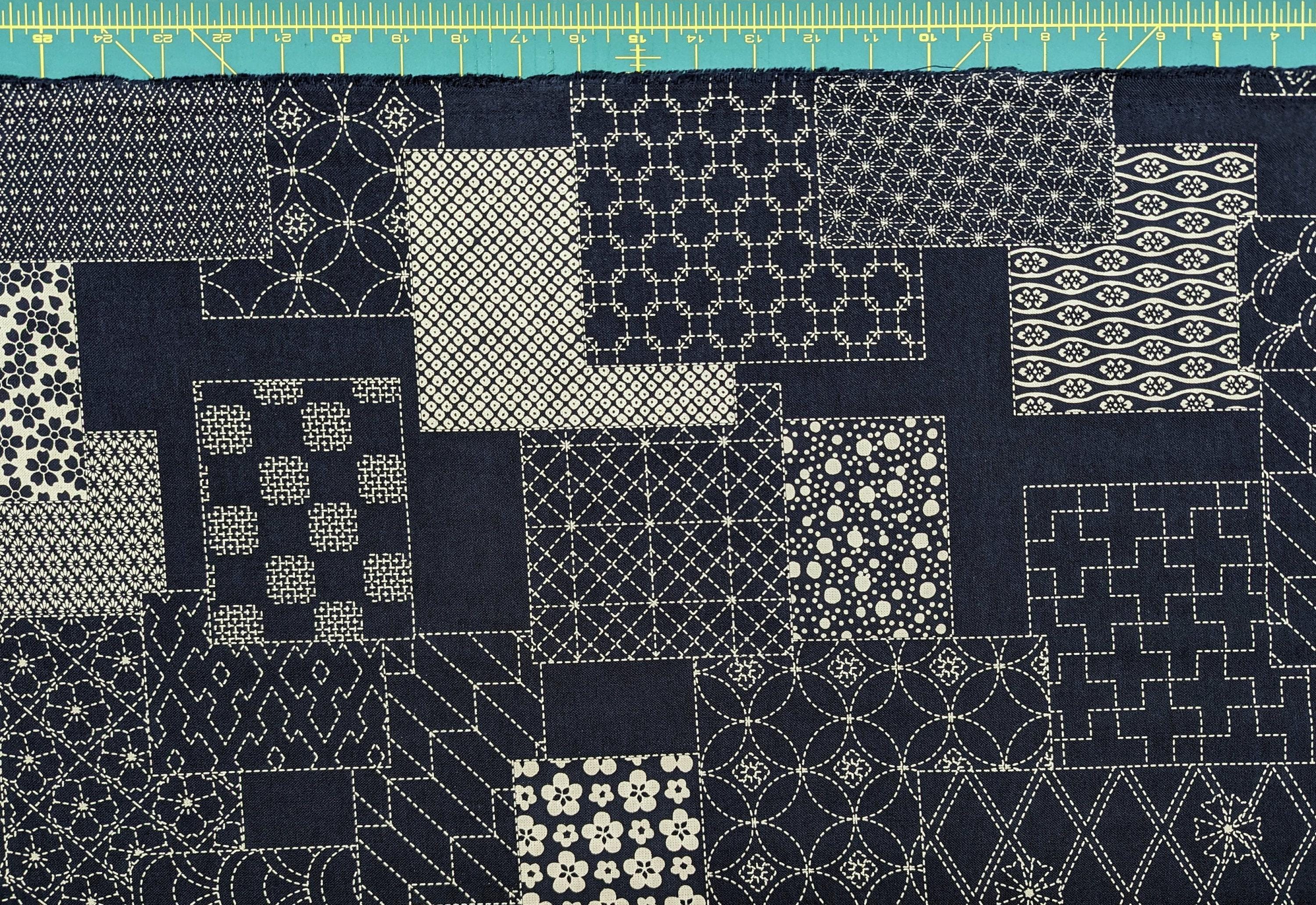 Orimono Imports - Sashiko Patchwork Wagara Cotton - Navy Blue