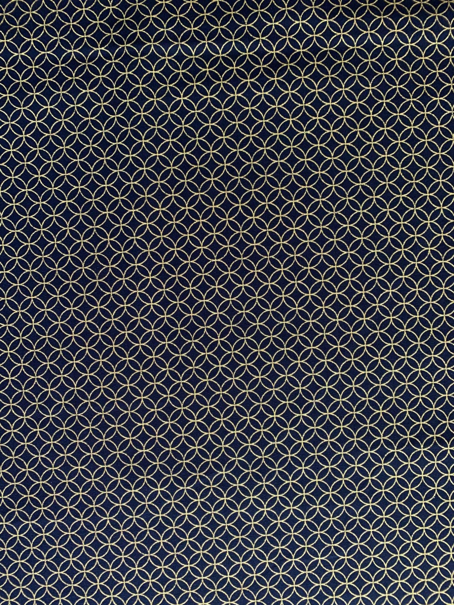 Sevenberry - Golden Shippo Circles Cotton Fabric - Blue