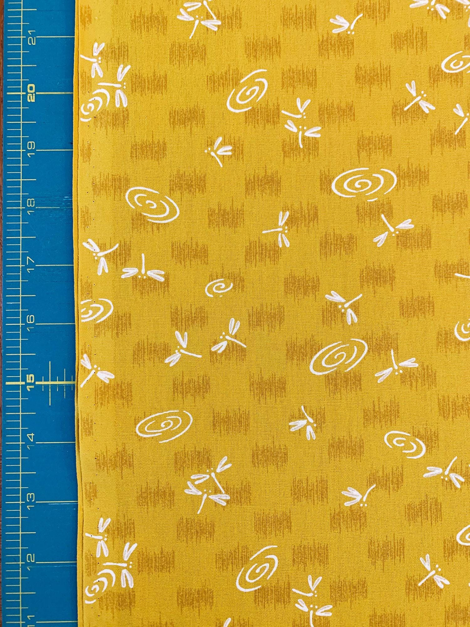 Dragonflies at the Water's Edge in yellow Japanese cotton fabric 3030-4A