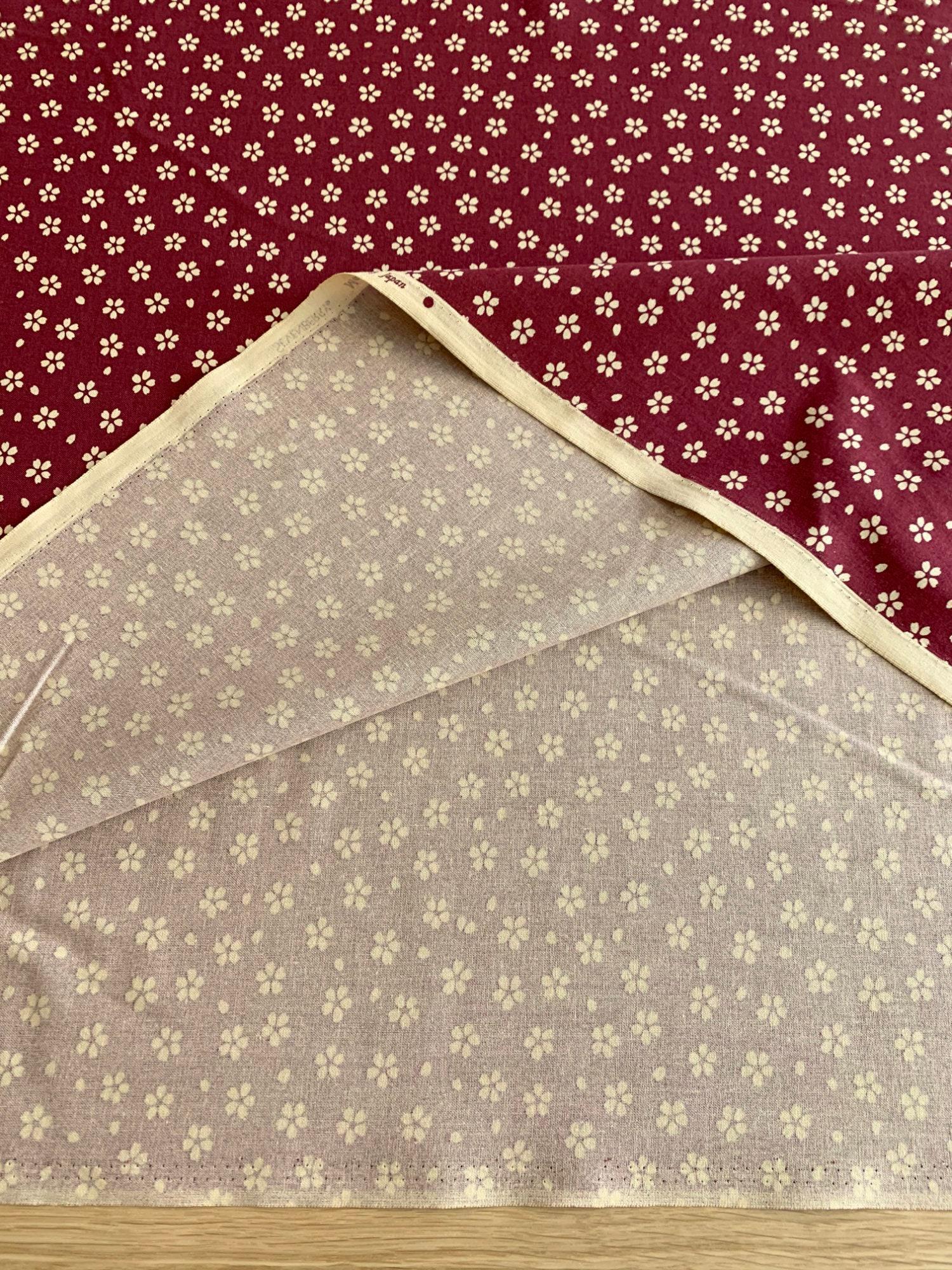 Sevenberry - Medium Cherry Blossom Cotton Fabric - Red Beige