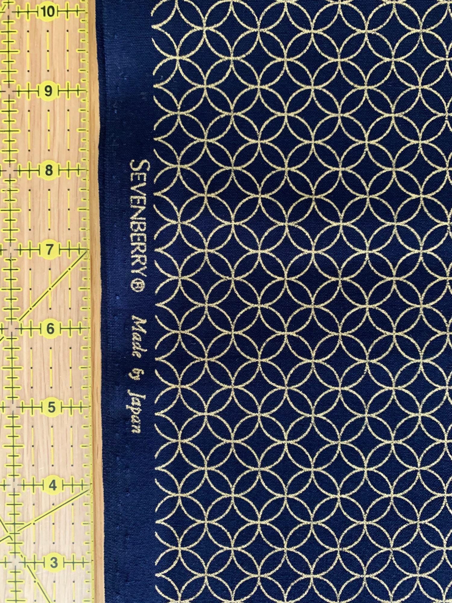 Sevenberry - Golden Shippo Circles Cotton Fabric - Blue