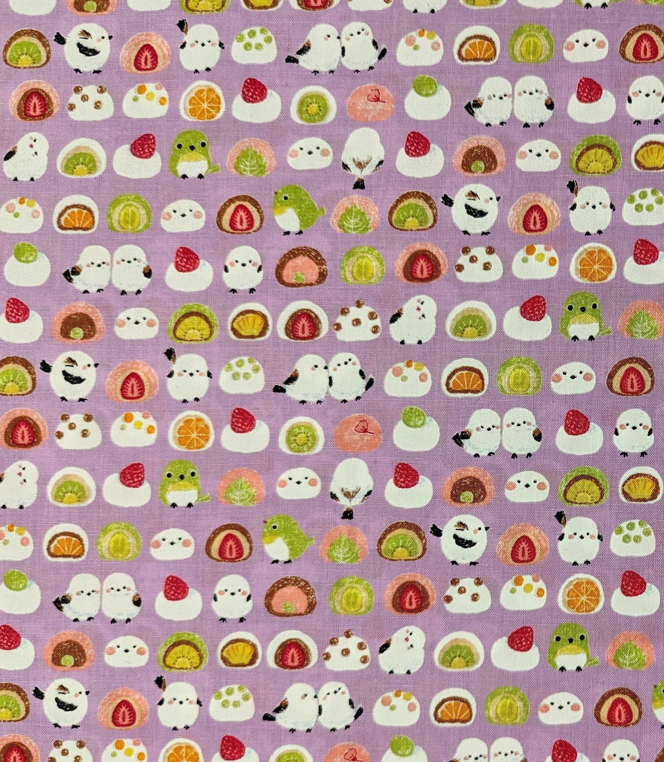 Senyo - Chickadees and Mochi Cotton Fabric - Purple