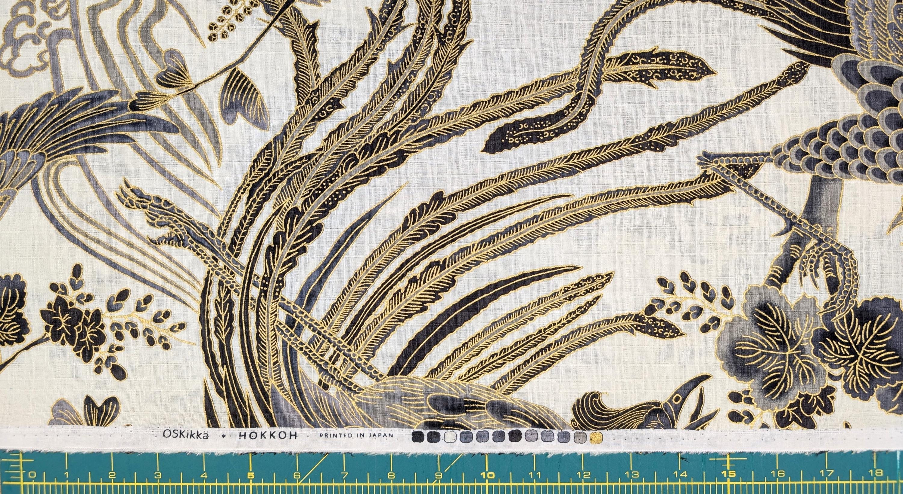 NEW Golden Phoenix Hokkoh Japanese cotton dobby fabric 1024-1110-1 A white
