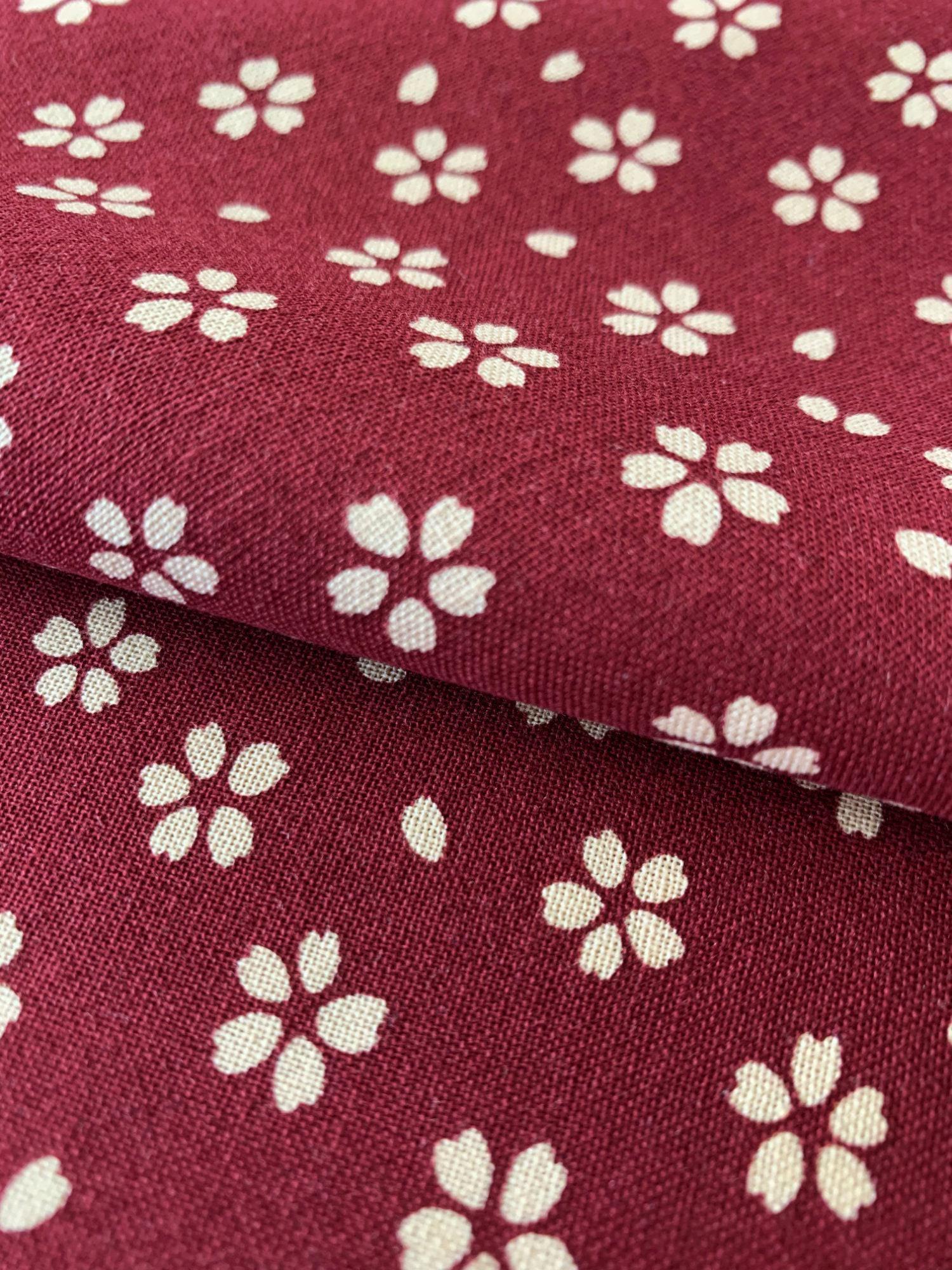 Sevenberry - Medium Cherry Blossom Cotton Fabric - Red Beige