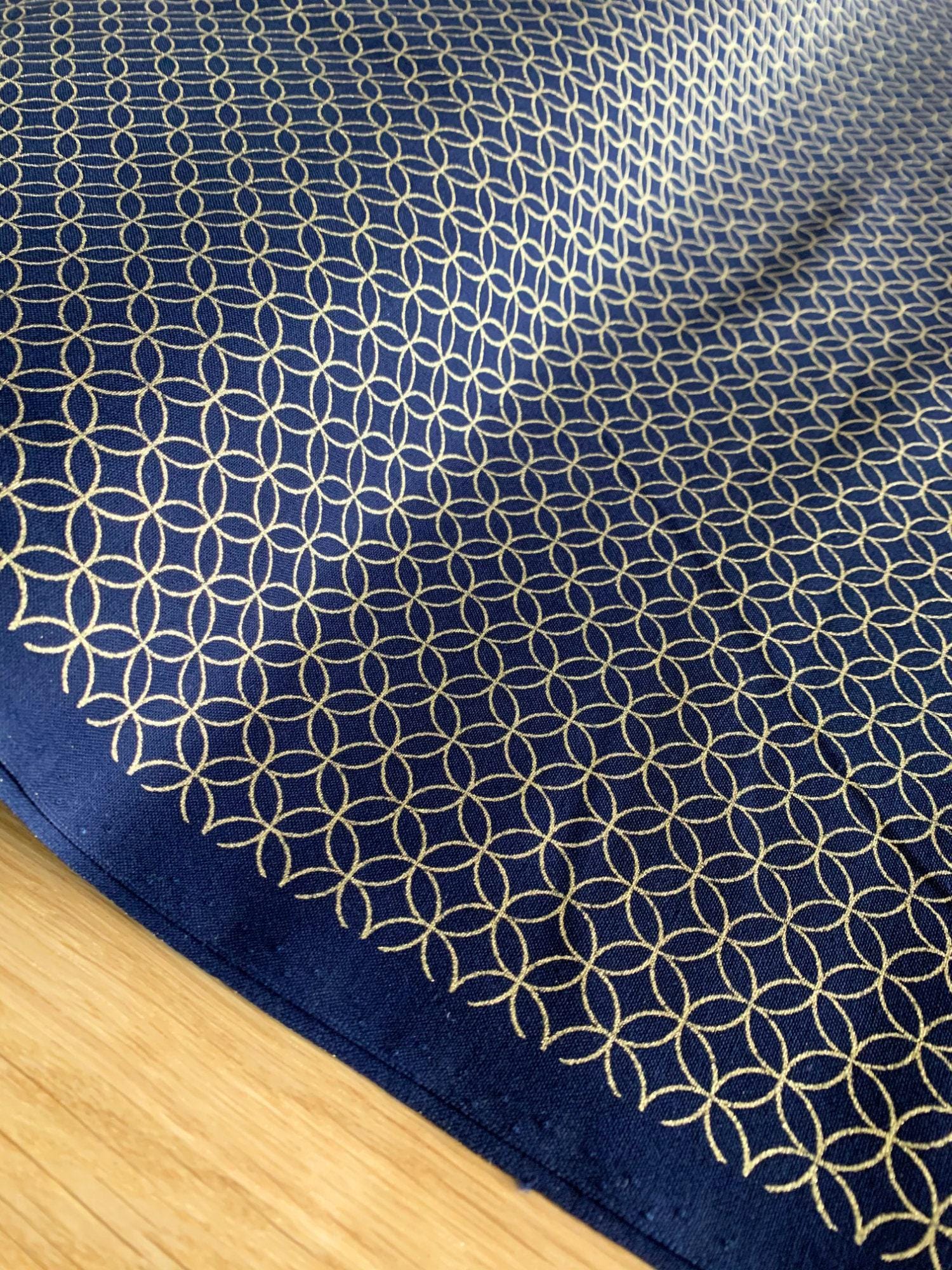 Sevenberry - Golden Shippo Circles Cotton Fabric - Blue