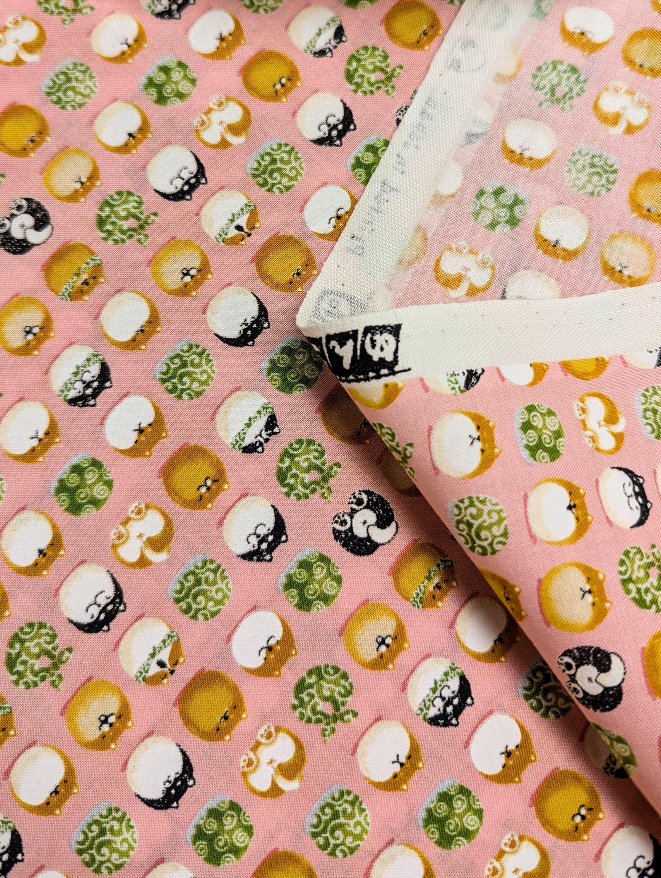 Senyo - Shibas With Furoshiki Cotton Fabric - Pink