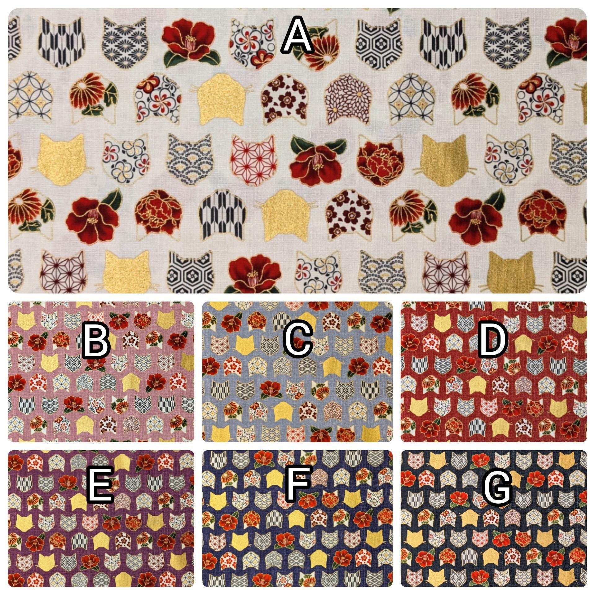 QuiltGate - Hyakka Ryoran Patterned Cats Cotton Fabric - Pink