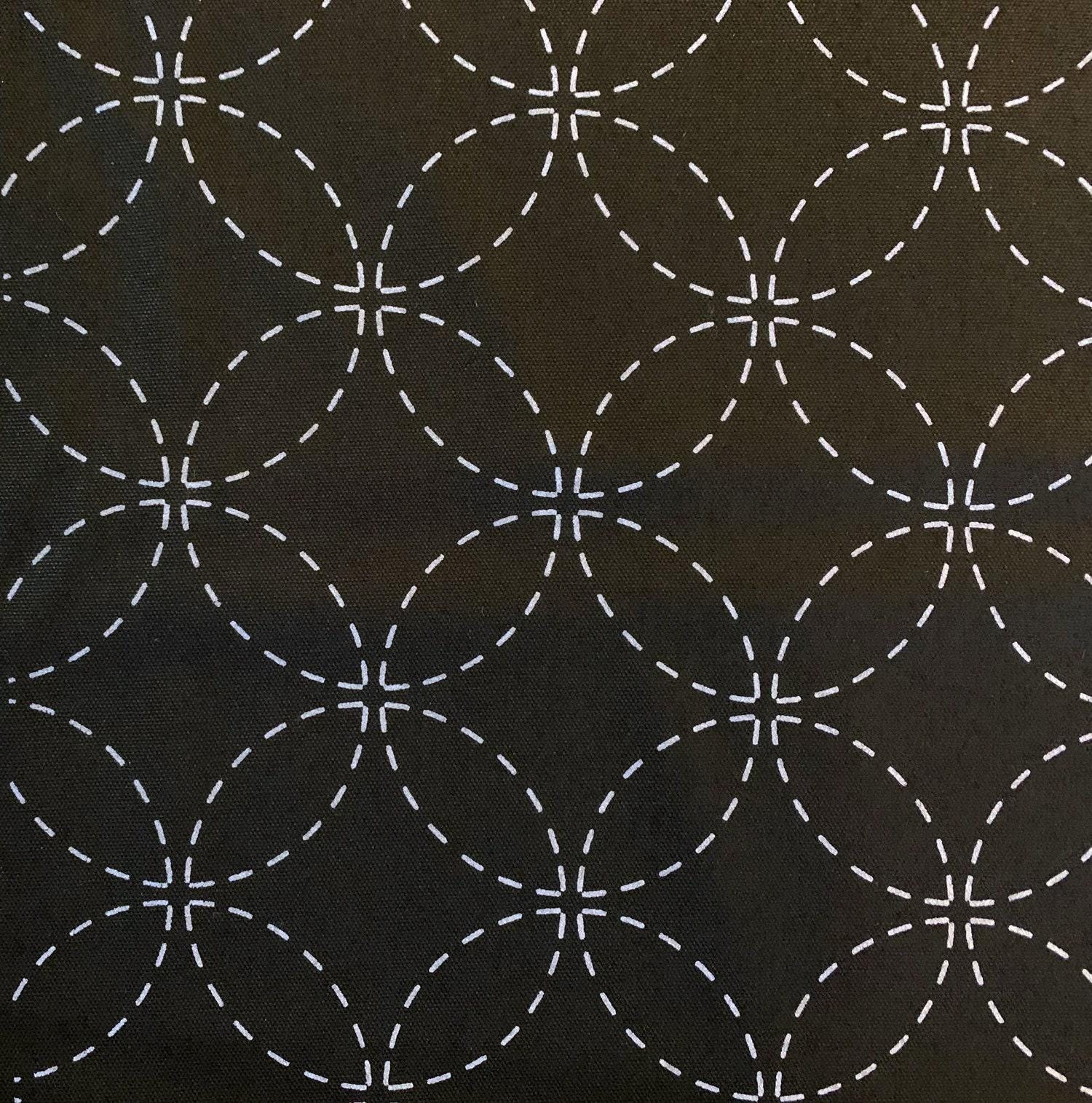 Olympus - Shippou Pre-Printed Sashiko Cotton Fabric - Black