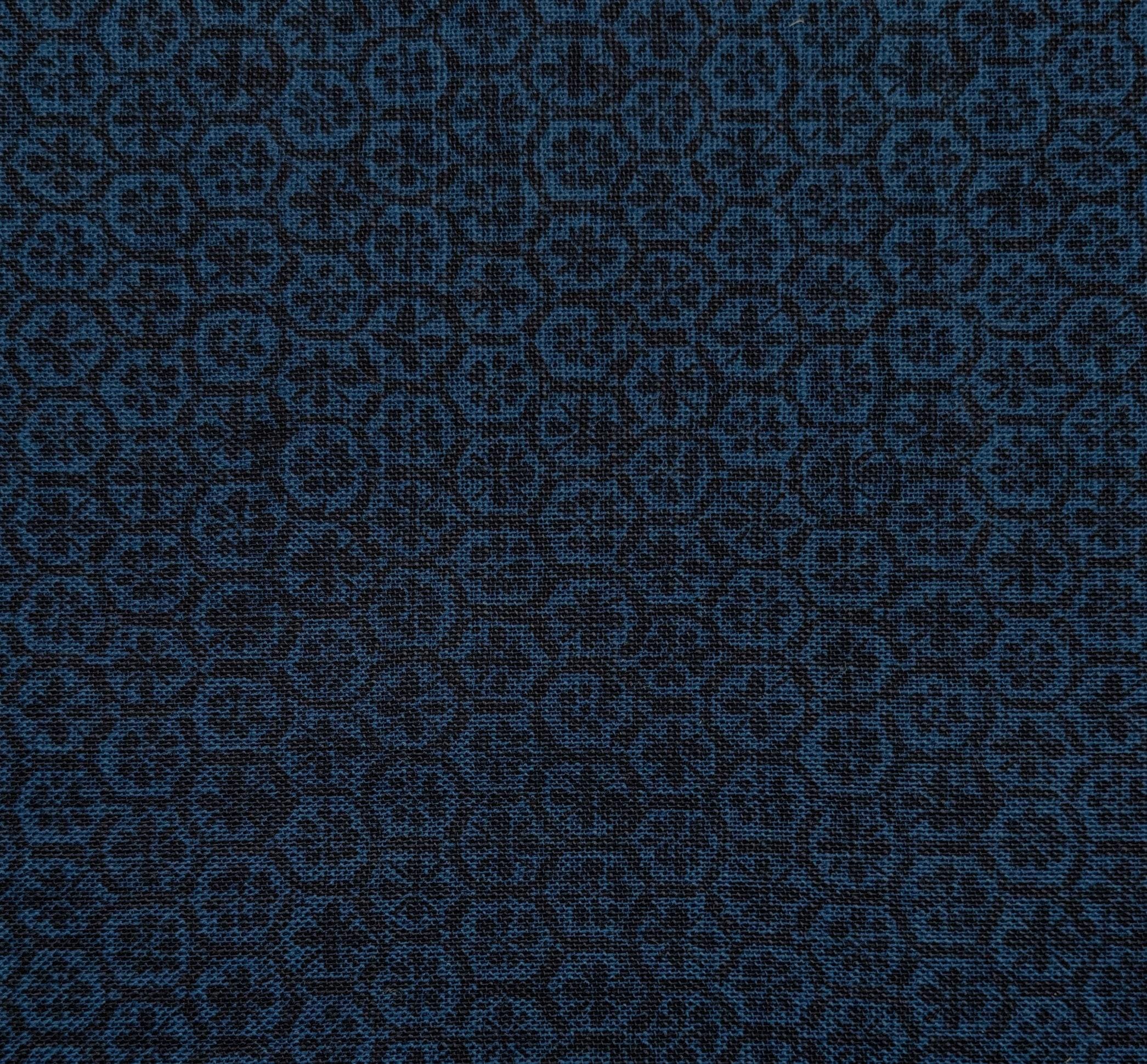 Sevenberry Rustic Geometry Japanese cotton fabric S-4222-1-1 blue black