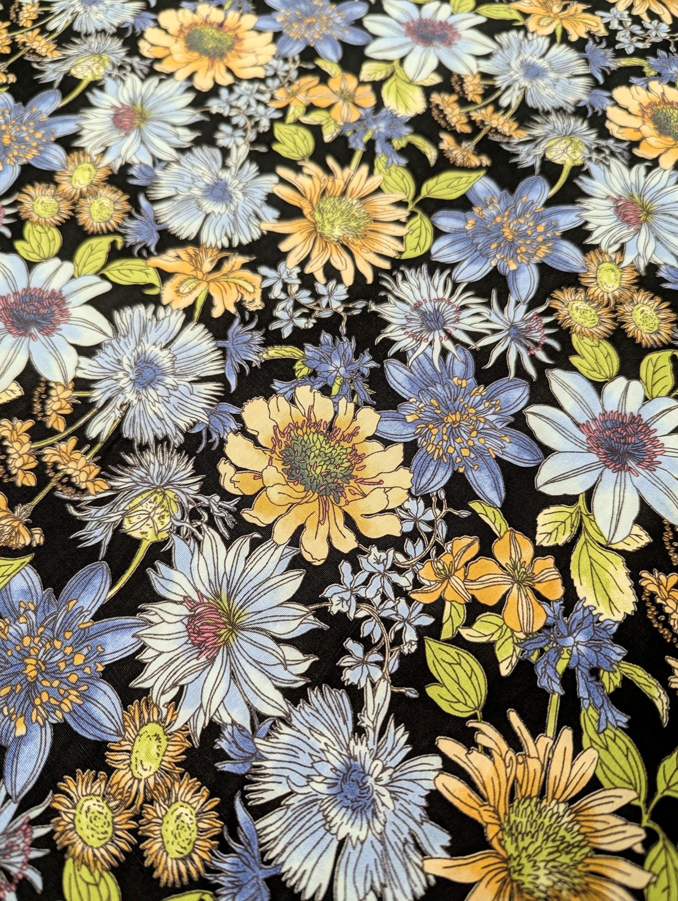 Hokkoh - Meadow Bouquet Cotton Fabric - Black