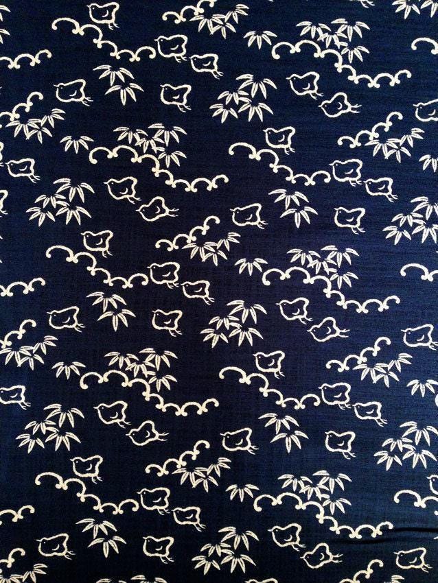 Sevenberry - Chidori Little Bird Cotton Fabric - Navy Blue Beige