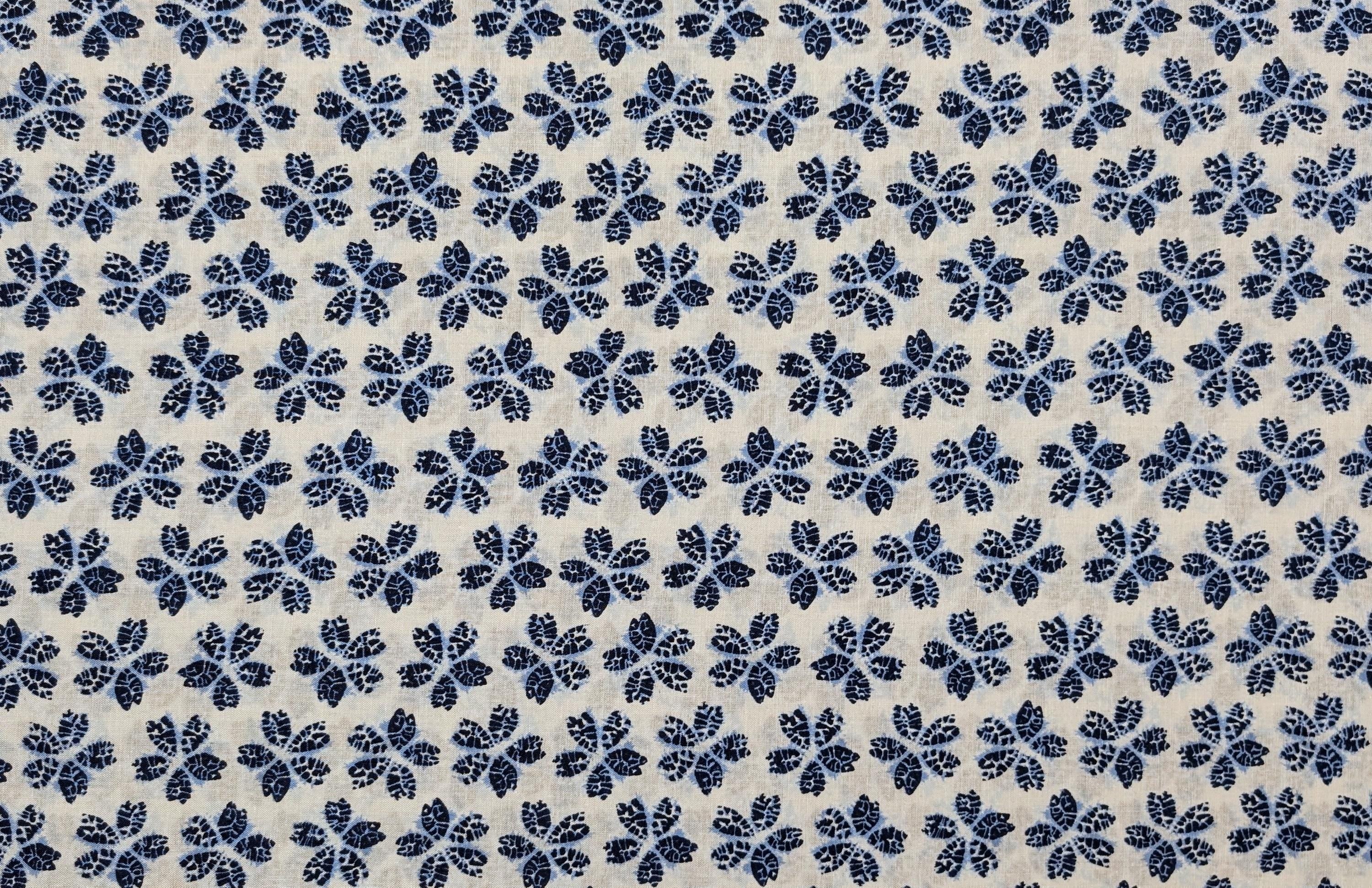 Sevenberry - Cherry Blossom Shibori-Style Collection Cotton Fabric - Blue White