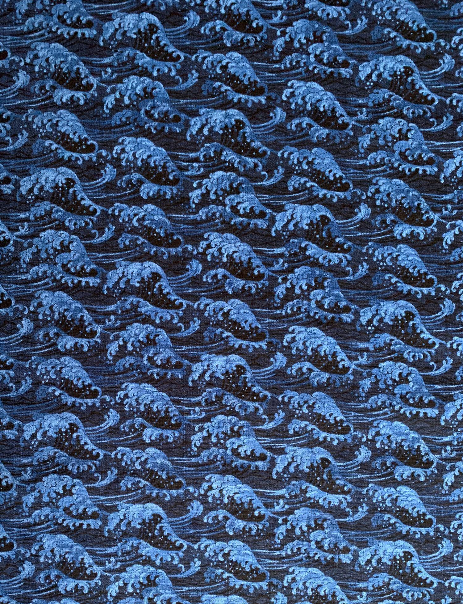 Sevenberry - Ocean Waves Cotton Dobby - Dark Blue