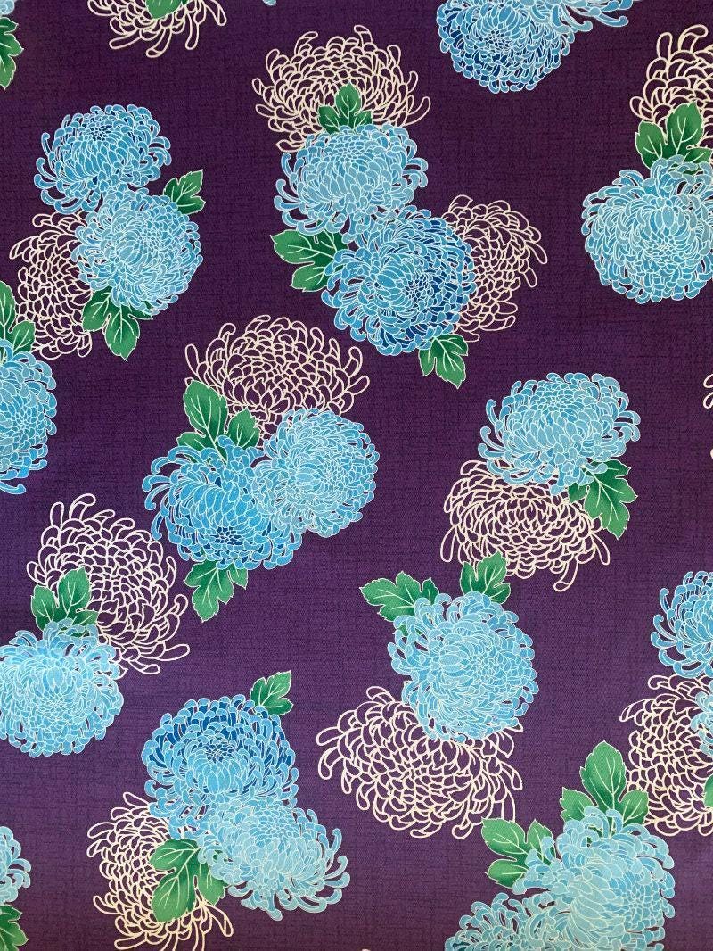 Kei - Kyoto Story Chrysanthemum Cotton Fabric - Purple
