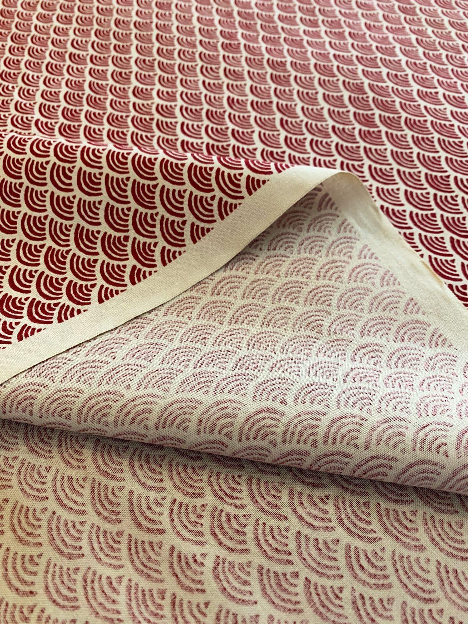 Sevenberry - Waves Cotton Fabric - Red Beige