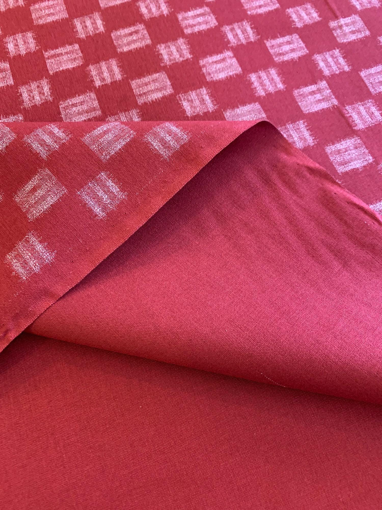 Sevenberry - Printed Ikat Squares Cotton Fabric - Red