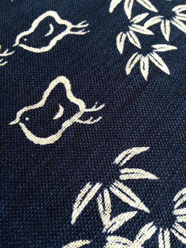 Sevenberry - Chidori Little Bird Cotton Fabric - Navy Blue Beige