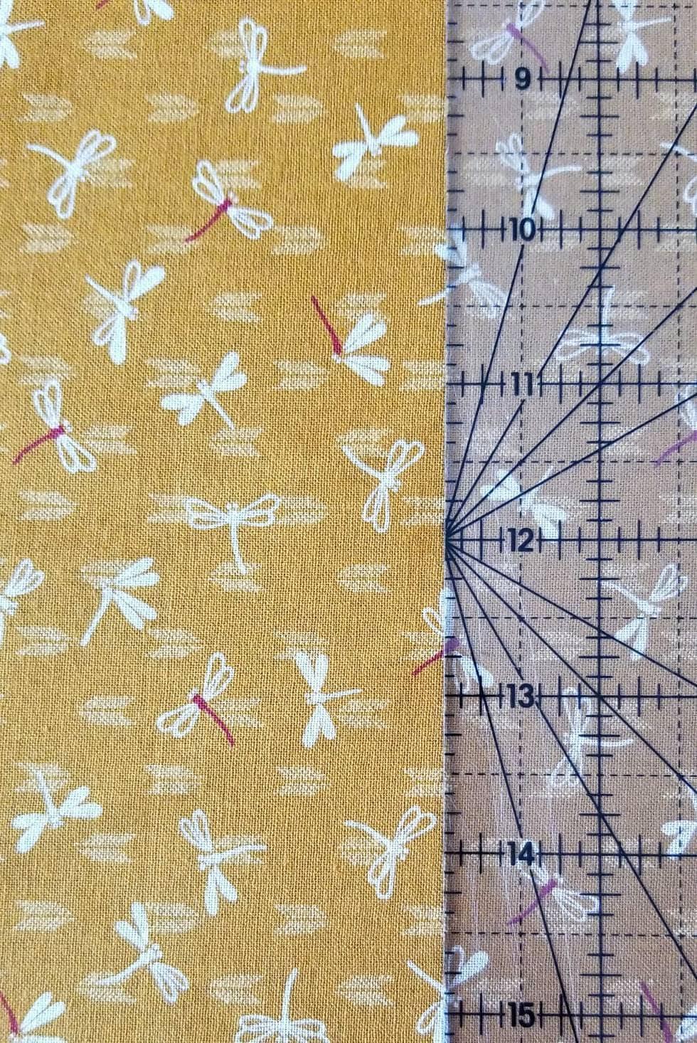 Sevenberry - Dragonflies with Arrows Cotton Fabric - Mustard Yellow