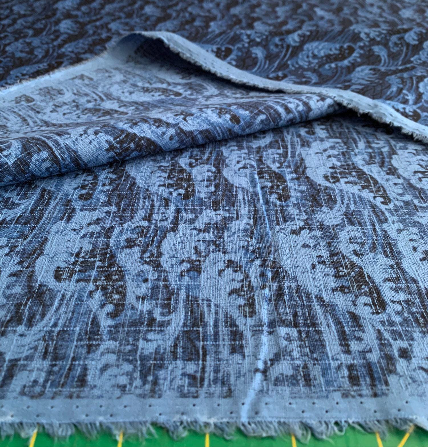 Sevenberry - Ocean Waves Cotton Dobby - Dark Blue