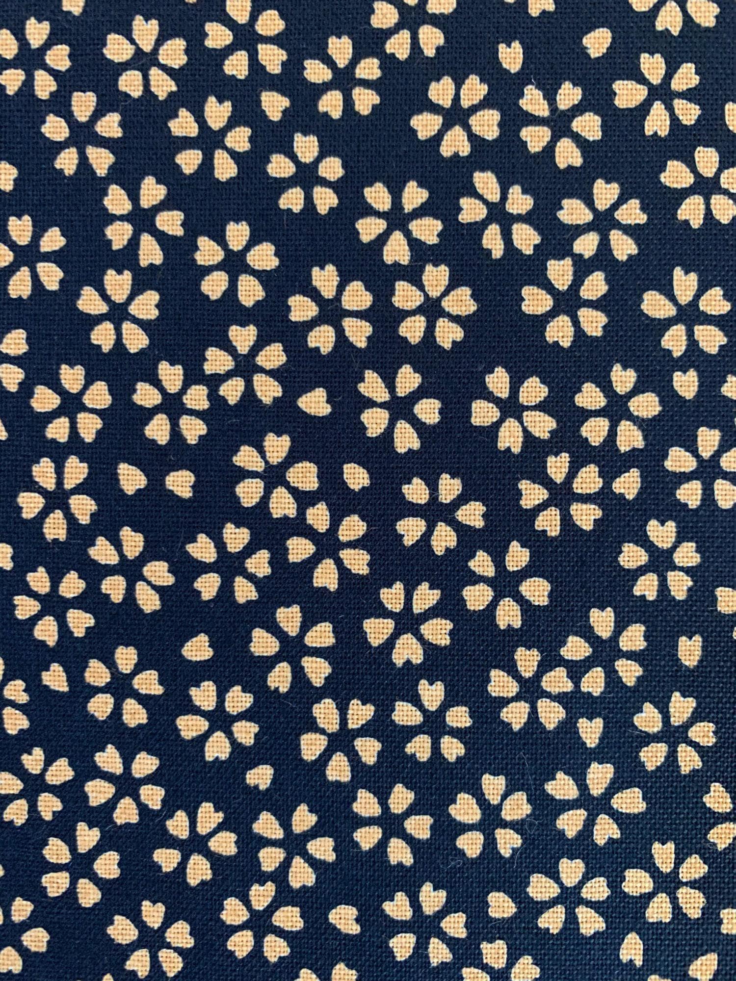 Sevenberry - Cherry Blossom Cotton Fabric - Navy Blue and Beige