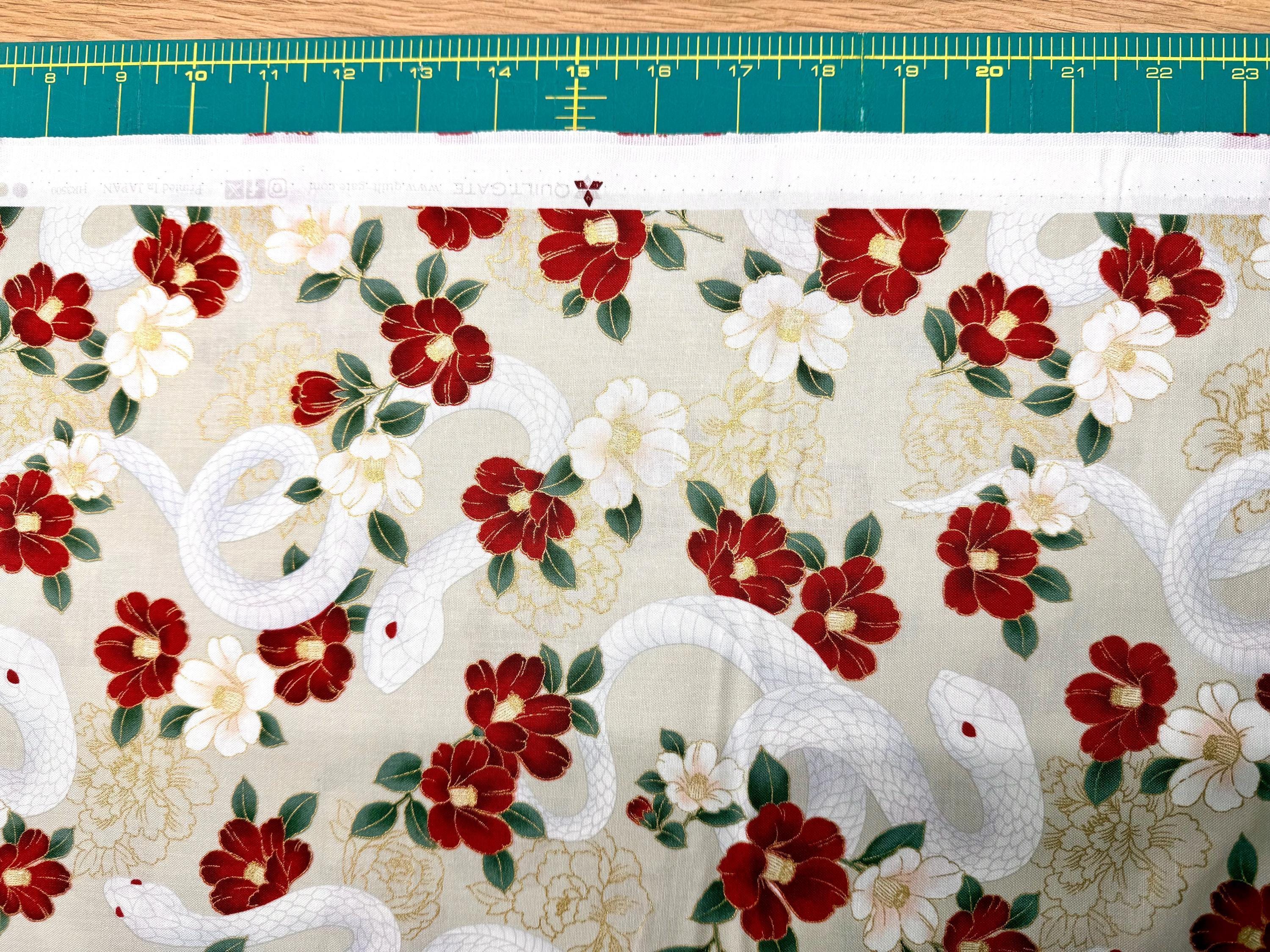 QuiltGate - Hyakka Ryoran Year of the Snake Cotton Fabric - Cream Beige