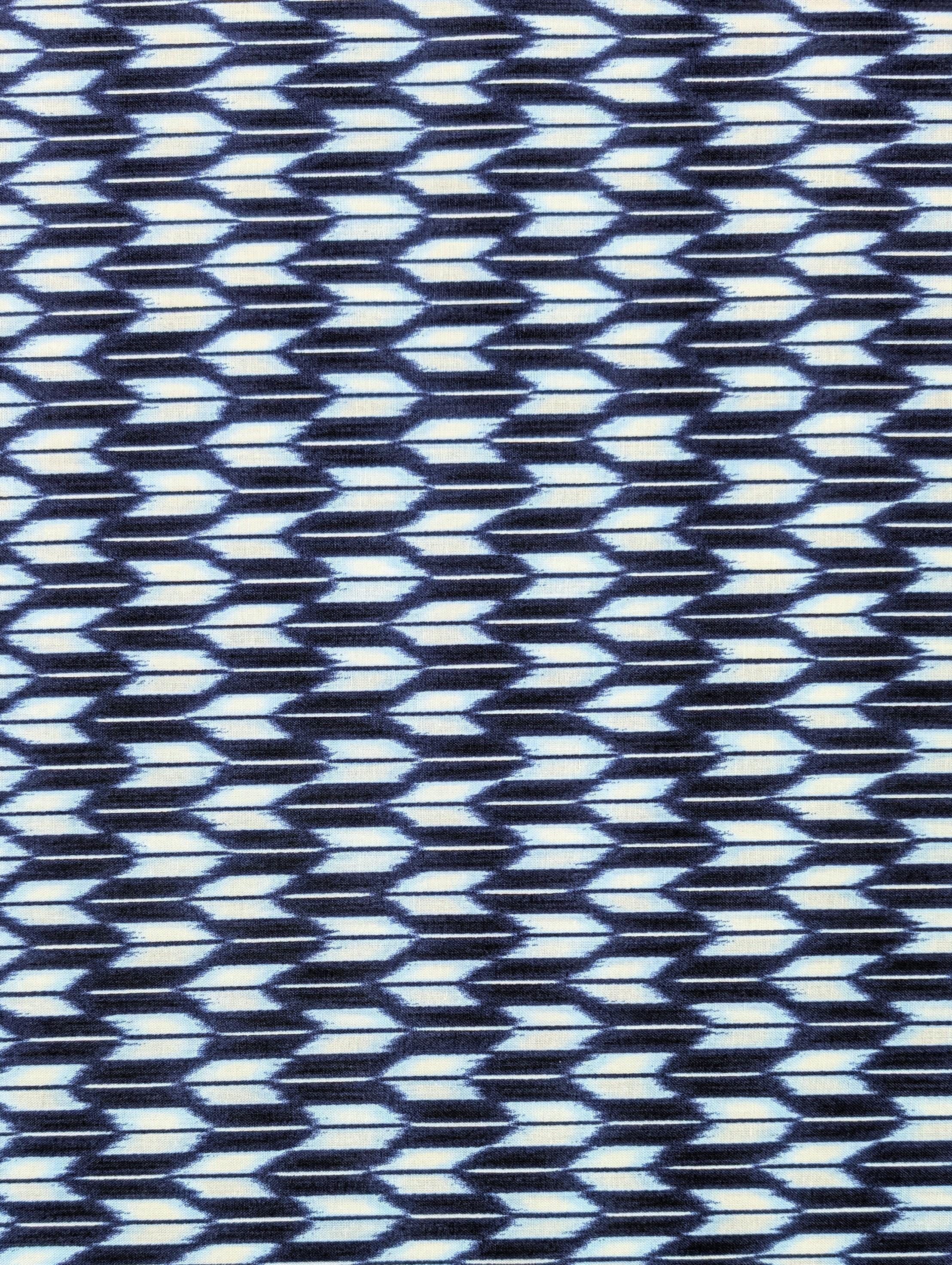 Sevenberry - Arrow Printed Shibori-Style Collection Cotton Fabric - Blue White Navy