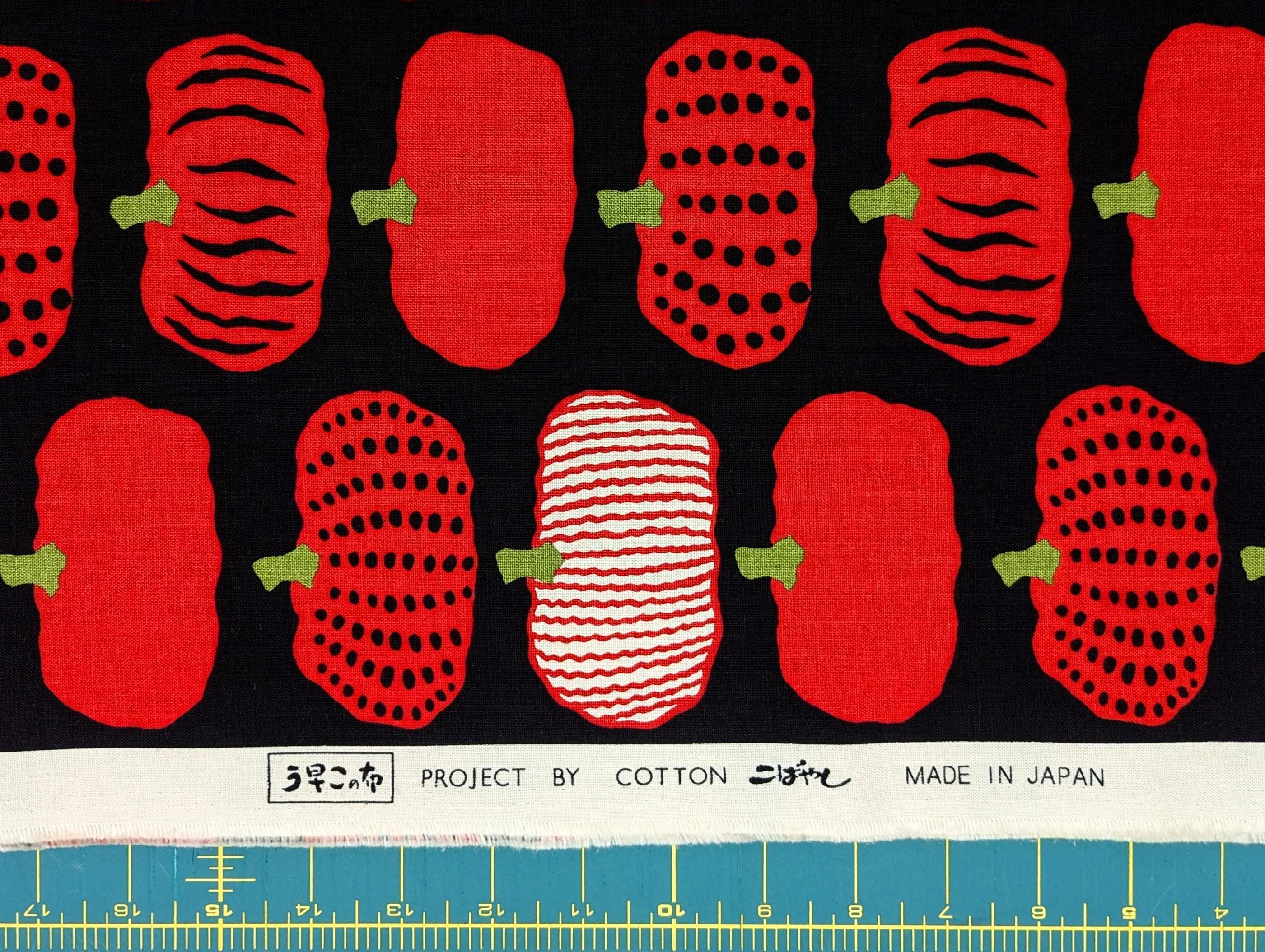 Kokka - Kabocha Pumpkins Cotton Oxford - Red Black