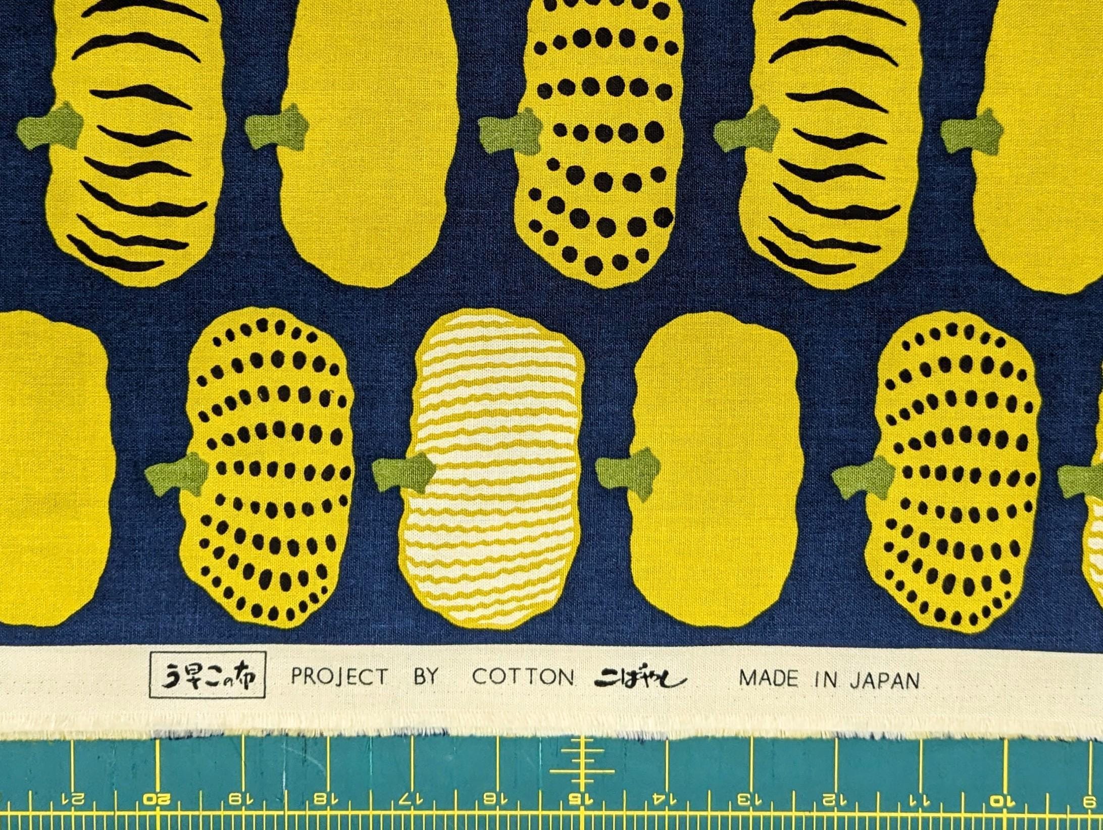 Kokka - Kabocha Pumpkins Cotton Oxford - Yellow Blue