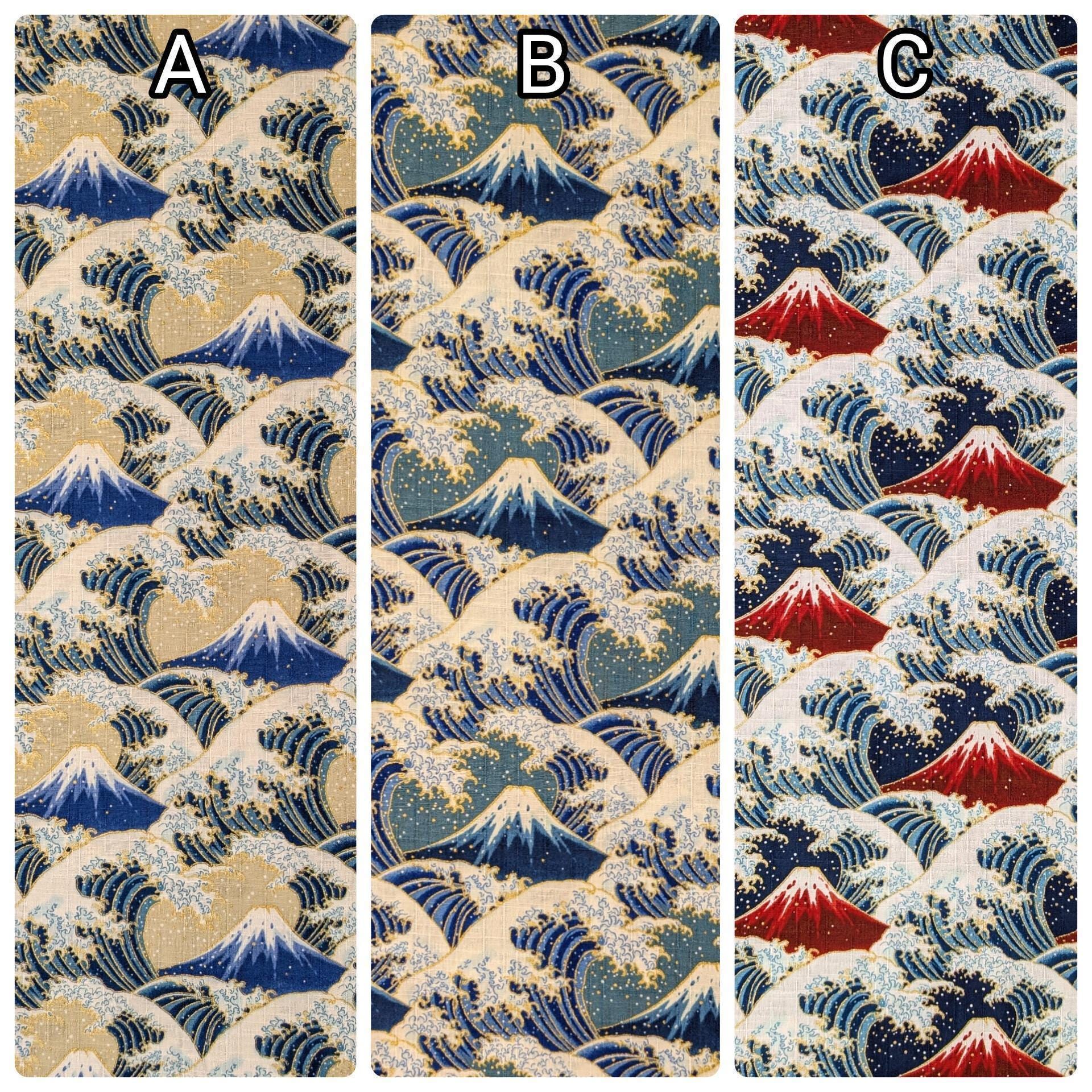 Cosmo - Golden Fuji Waves Cotton Dobby - Red and Blue