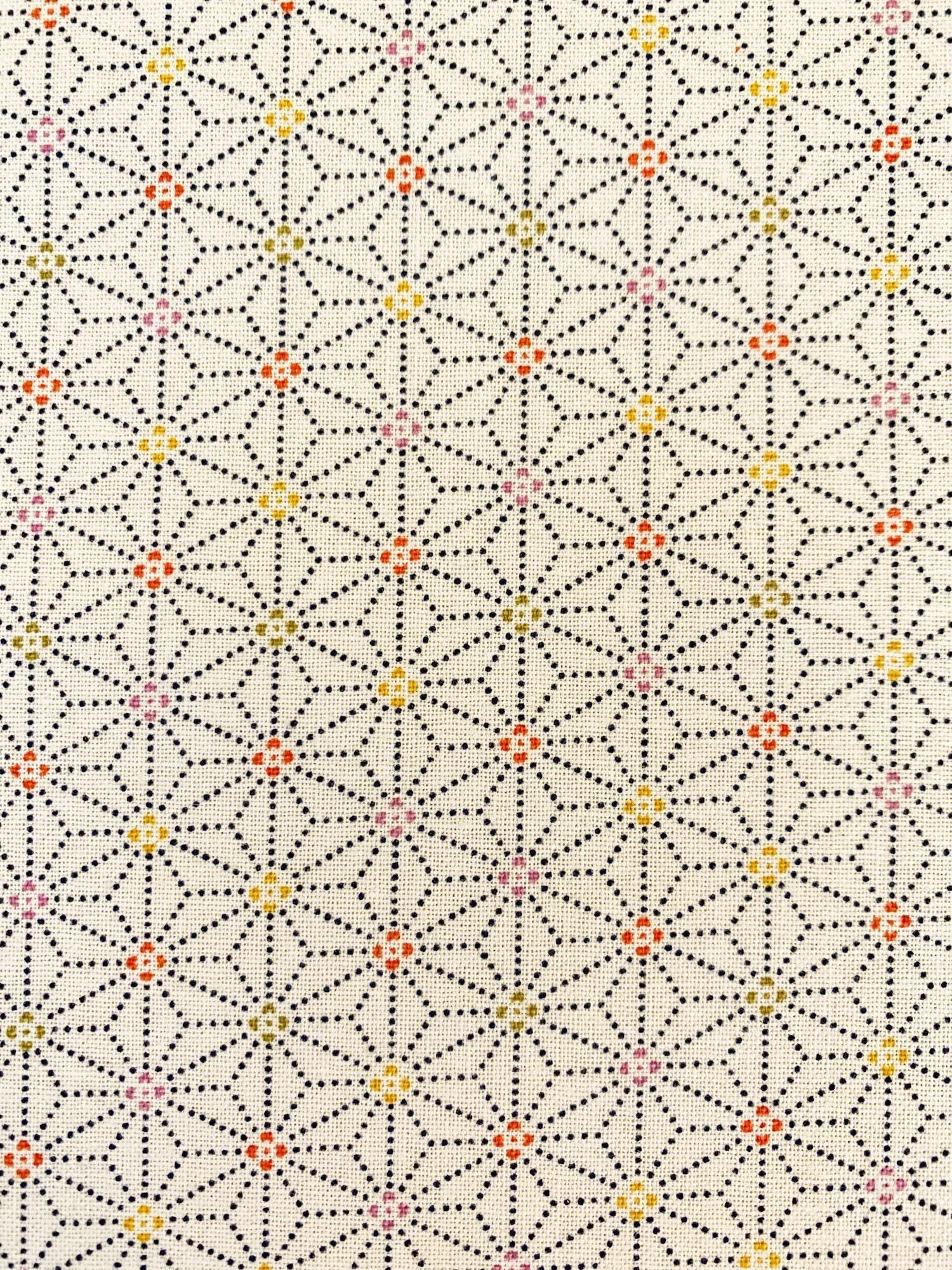Sevenberry - Dotted Asanoha Stars Cotton Fabric - Ivory