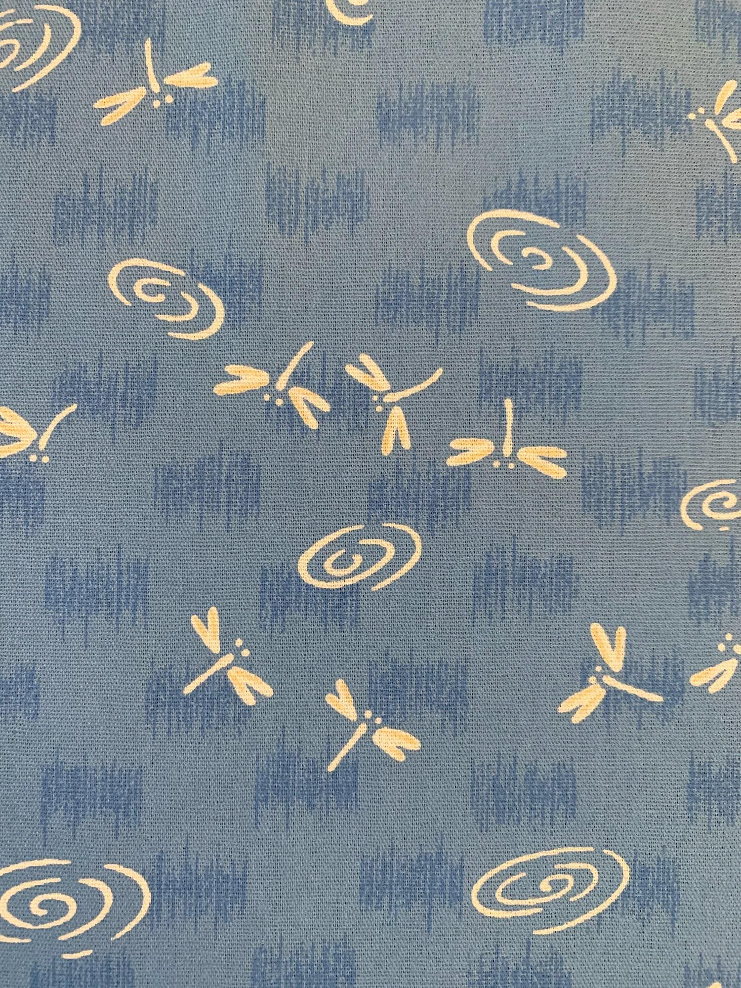 Dragonflies at the Water's Edge in blue Japanese cotton fabric 3030-4B