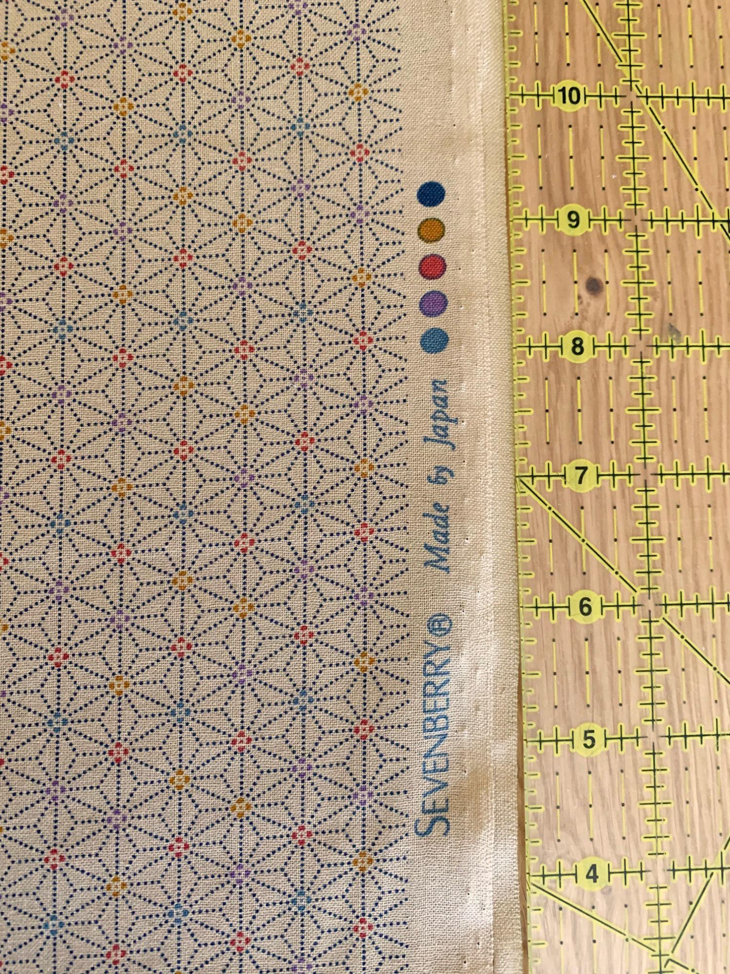 Sevenberry - Dotted Asanoha Stars Cotton Fabric - Yellow Beige