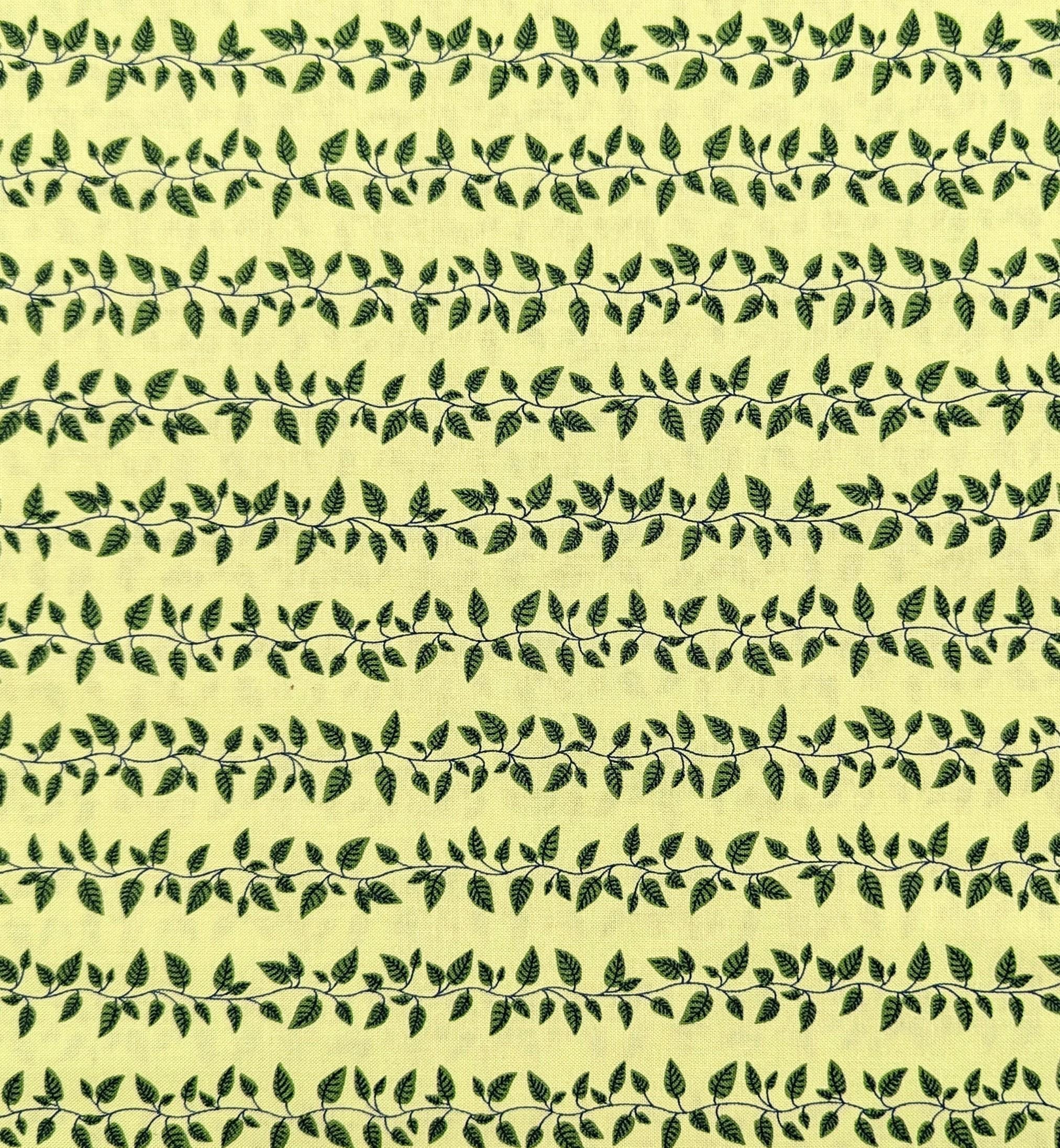 Cosmo - Vining Leaves Cotton Sheeting - Light & Dark Green