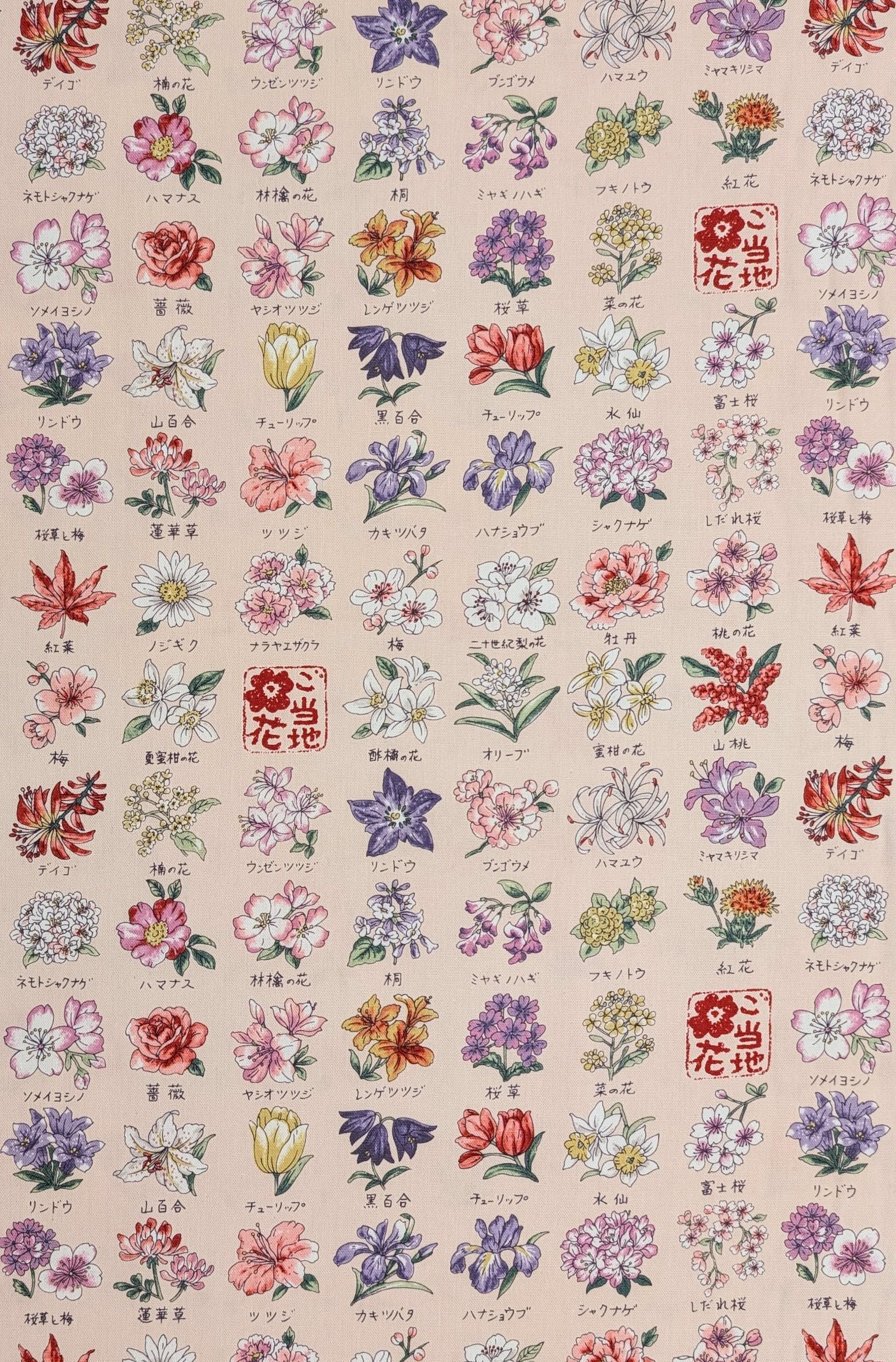 Kokka - National Flowers Cotton Oxford - Pink