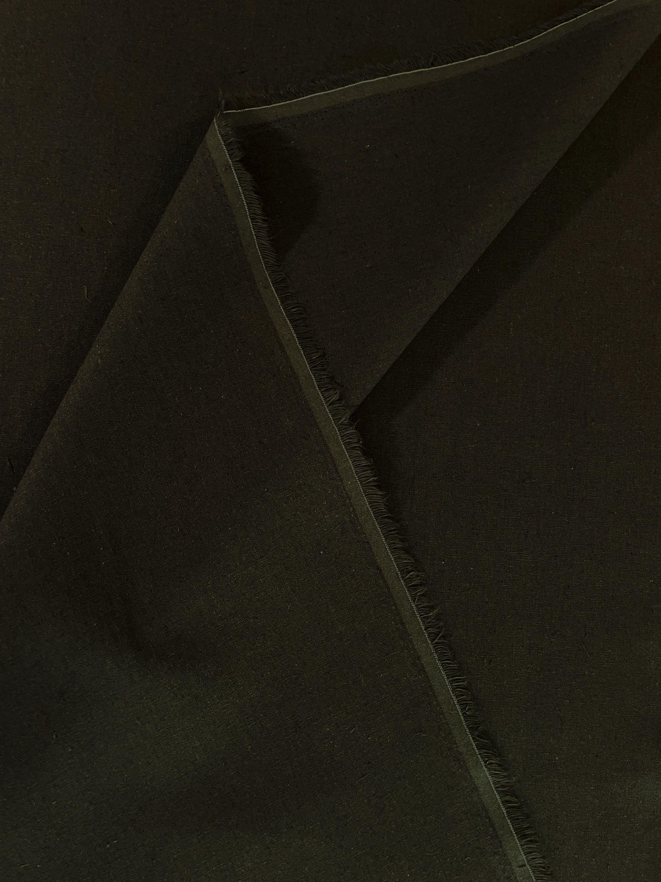 Hishiei - Solid Color Cotton/Linen Fabric - Dark Brown