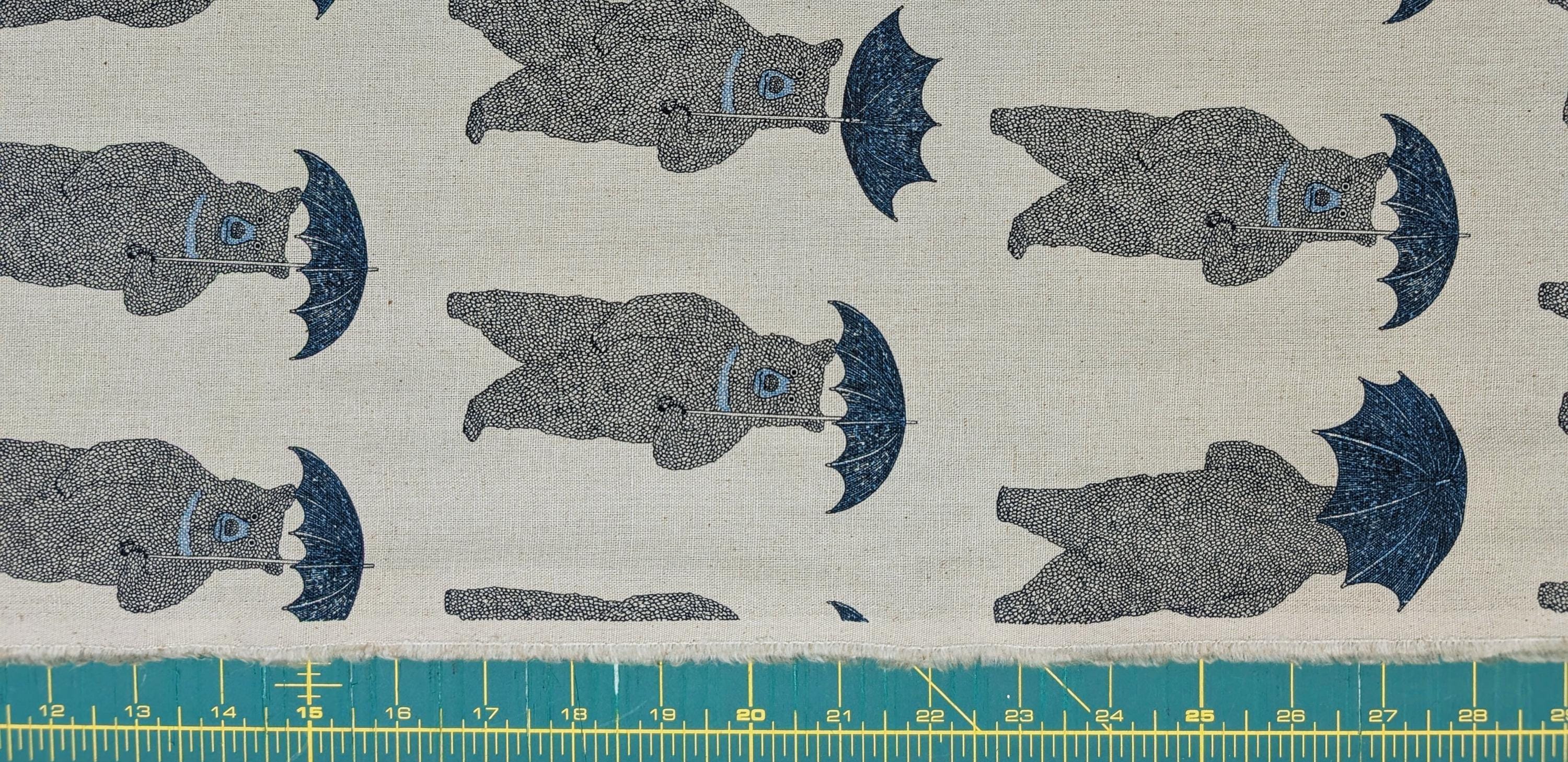 Koizumi - Bear-Able Weather Bears with Umbrellas Cotton/Linen Canvas - Blues