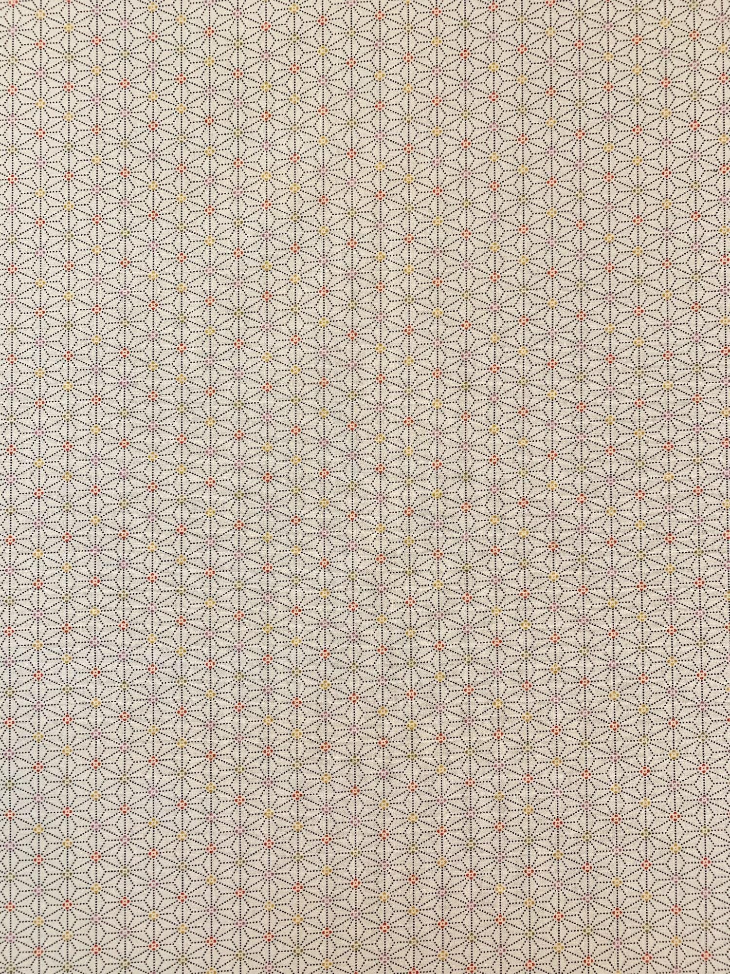 Sevenberry - Dotted Asanoha Stars Cotton Fabric - Ivory
