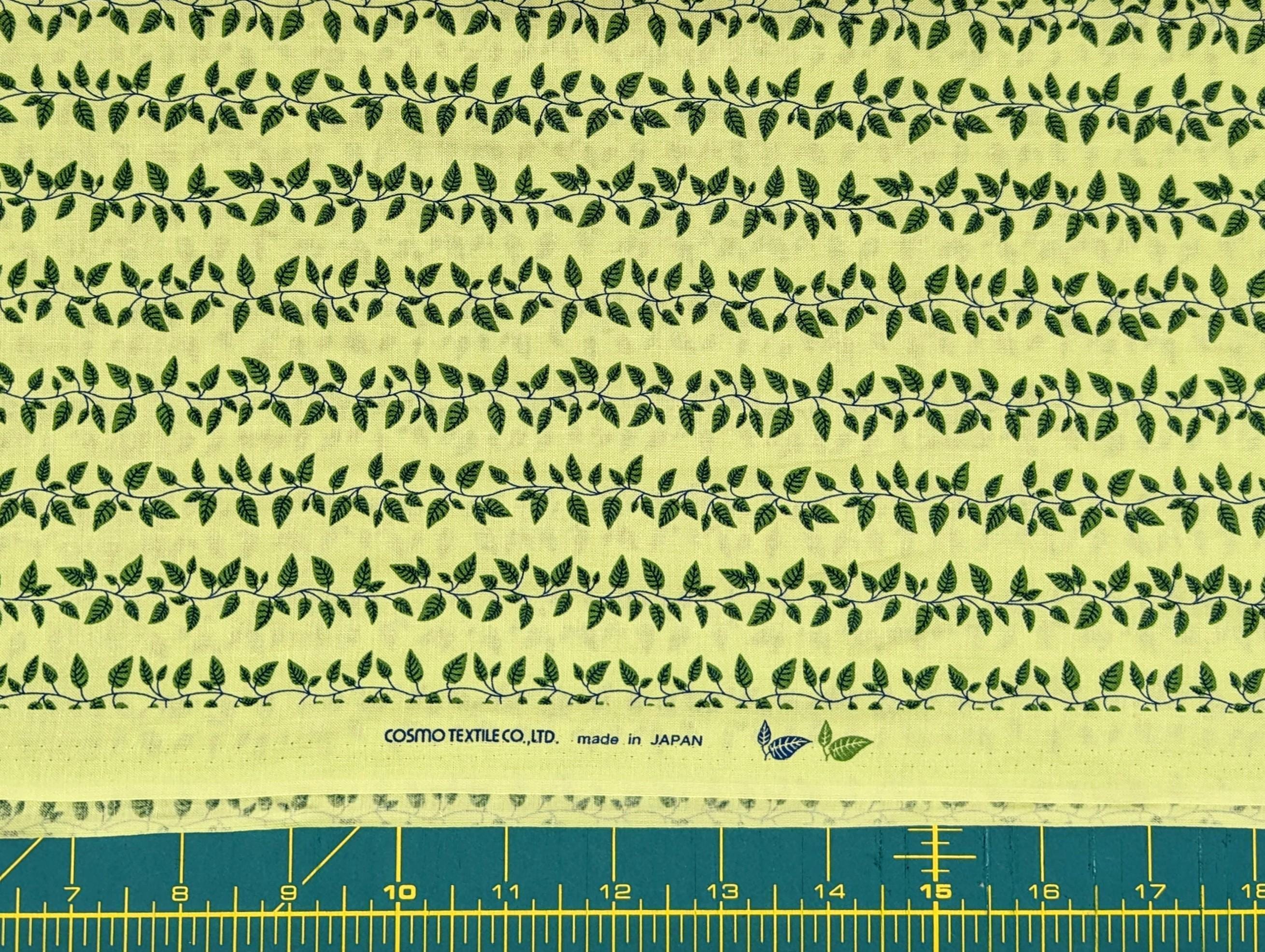 Cosmo - Vining Leaves Cotton Sheeting - Light & Dark Green