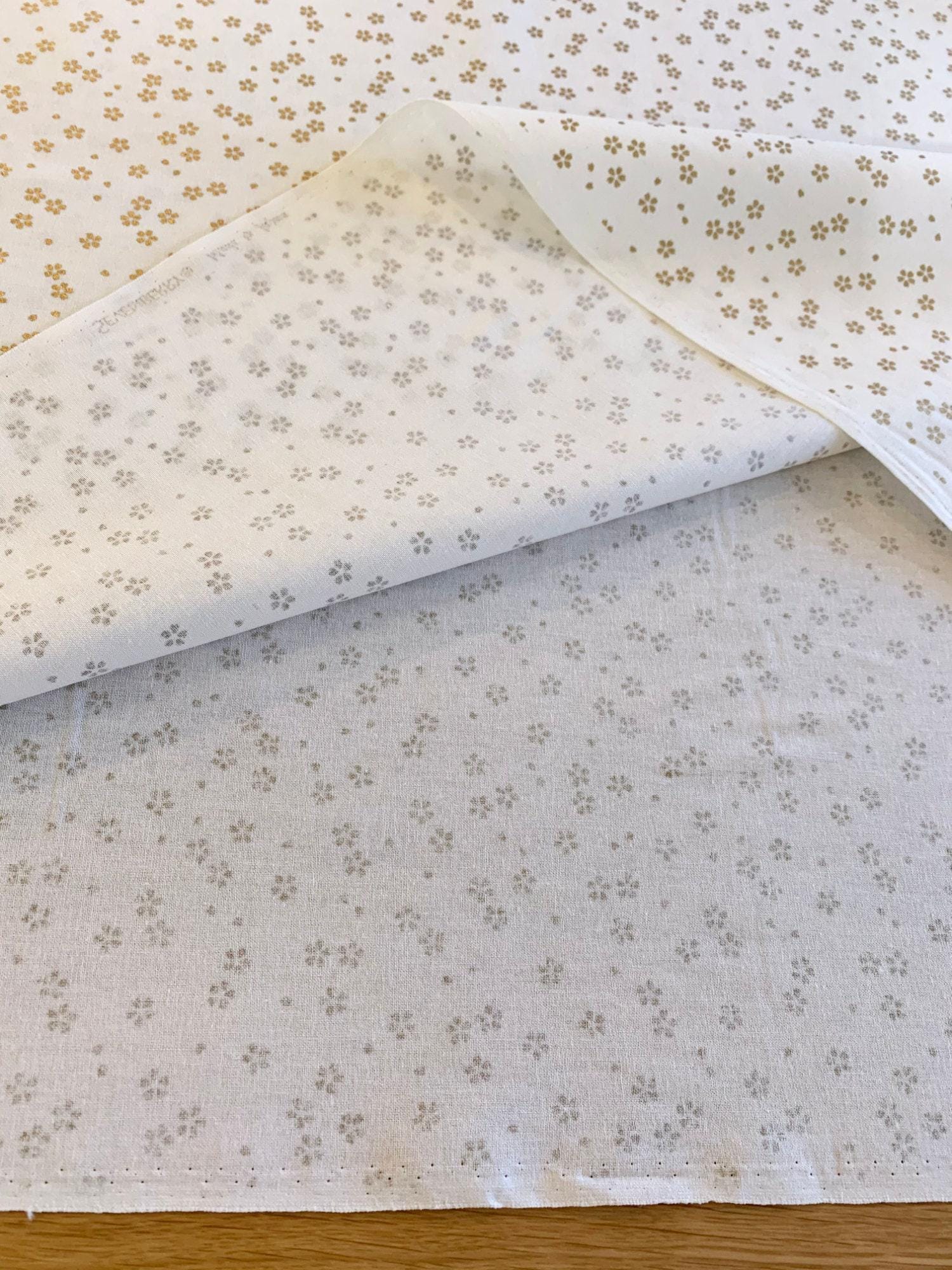 Sevenberry - Golden Cherry Blossoms Cotton Fabric - White