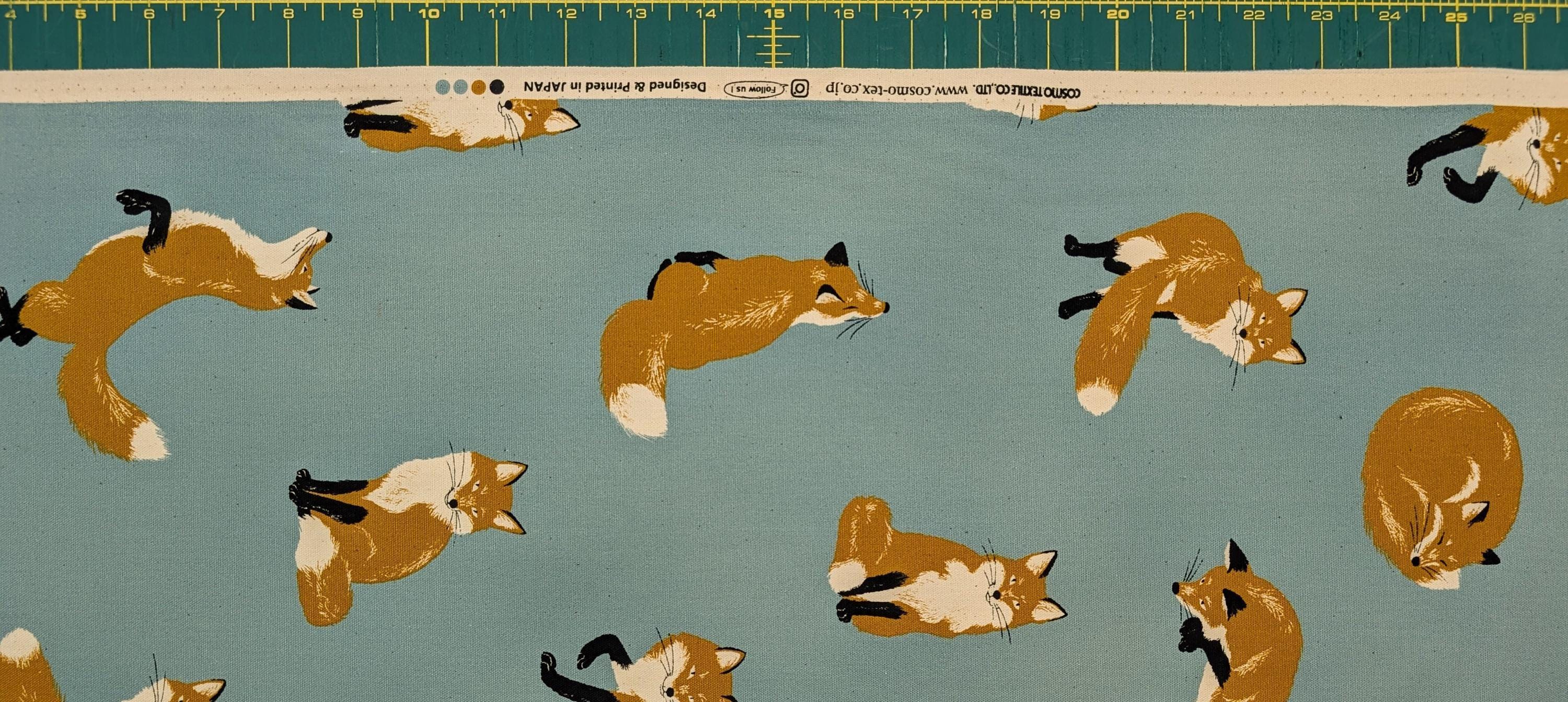 Cosmo - Playful Foxes Cotton Oxford - Light Blue