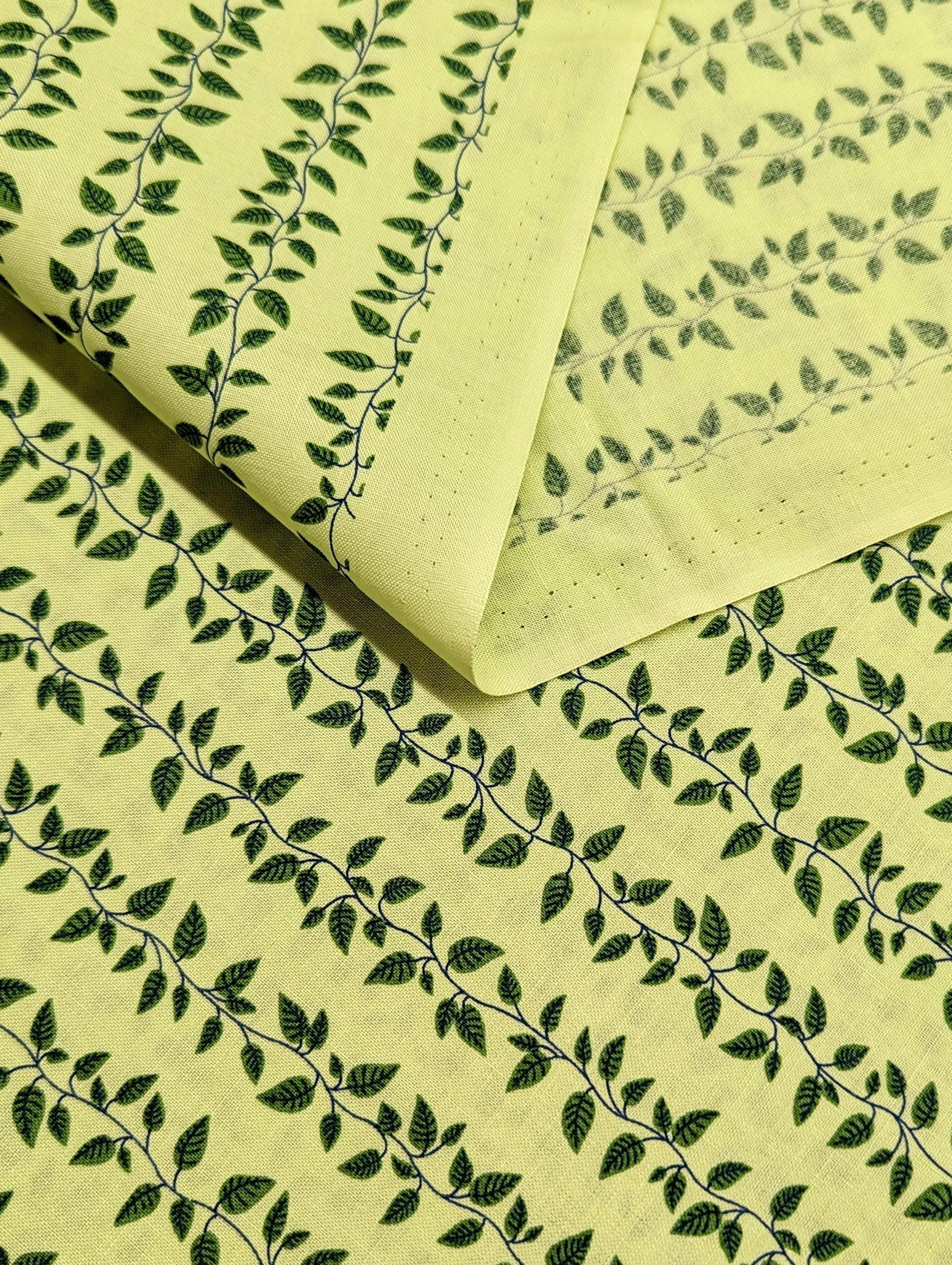 Cosmo - Vining Leaves Cotton Sheeting - Light & Dark Green