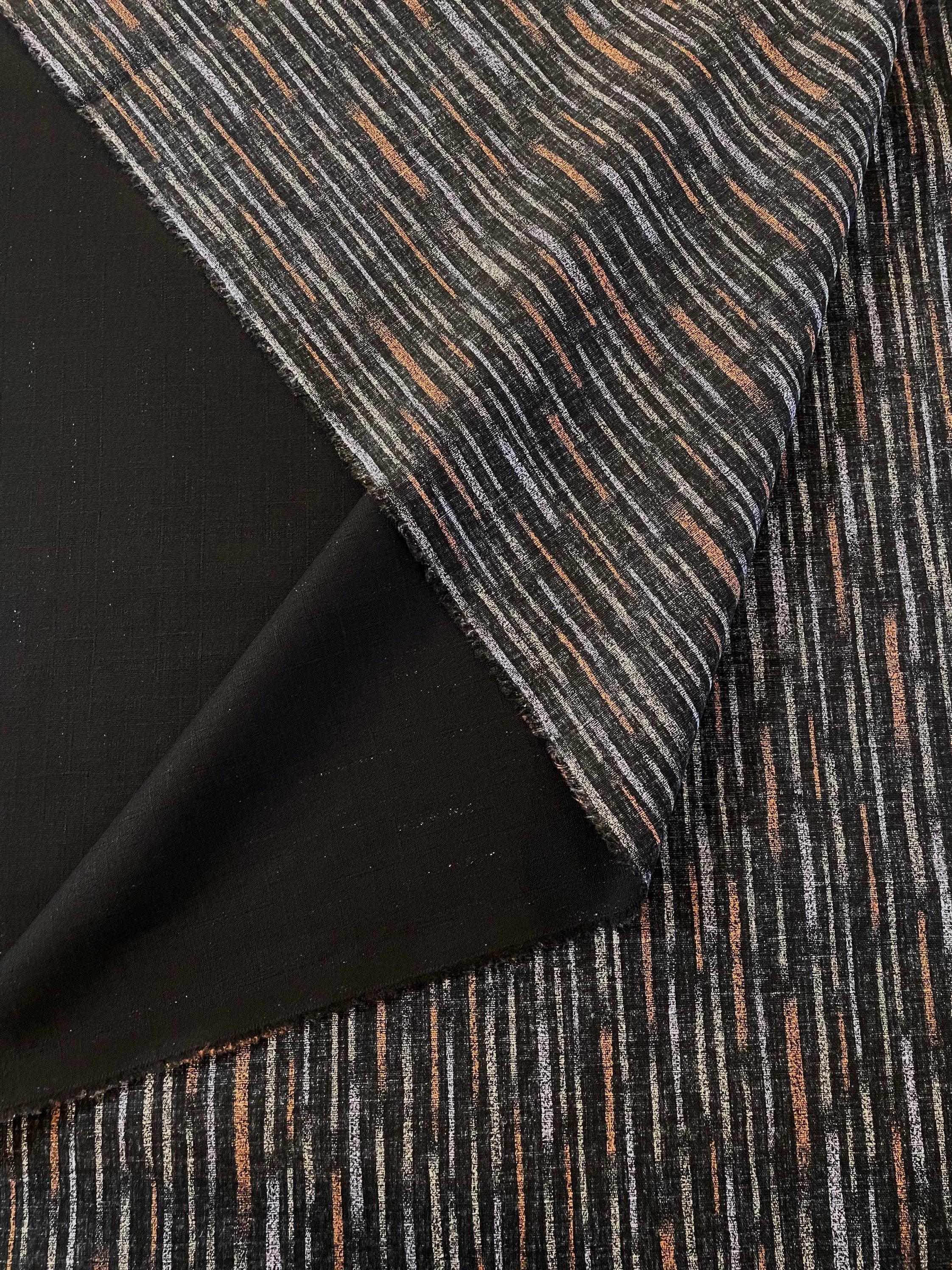Morikiku - Chalk Stripe Cotton Dobby - Black