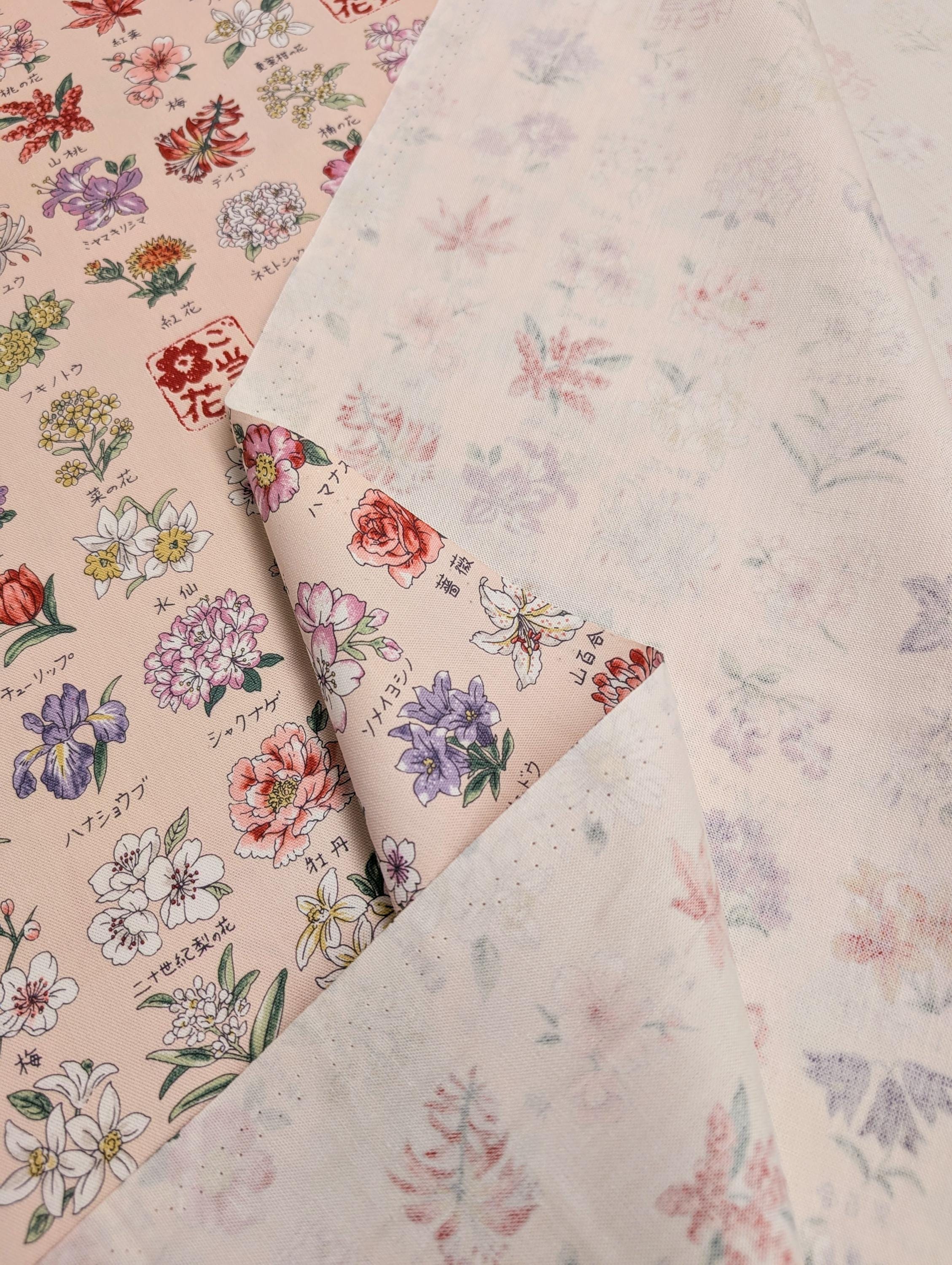 Kokka - National Flowers Cotton Oxford - Pink