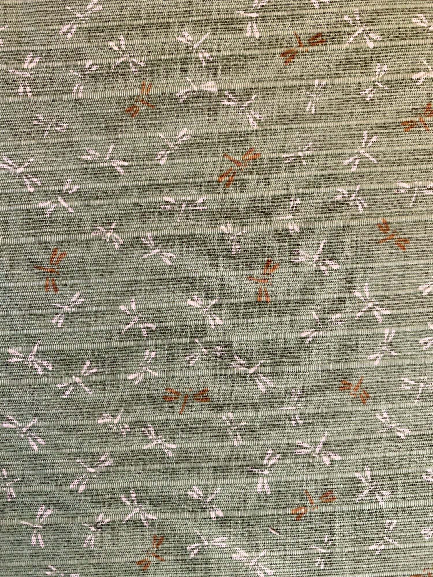 Sevenberry - Double Sided Dragonfly and Same-Komon Cotton Shantung - Green Brown