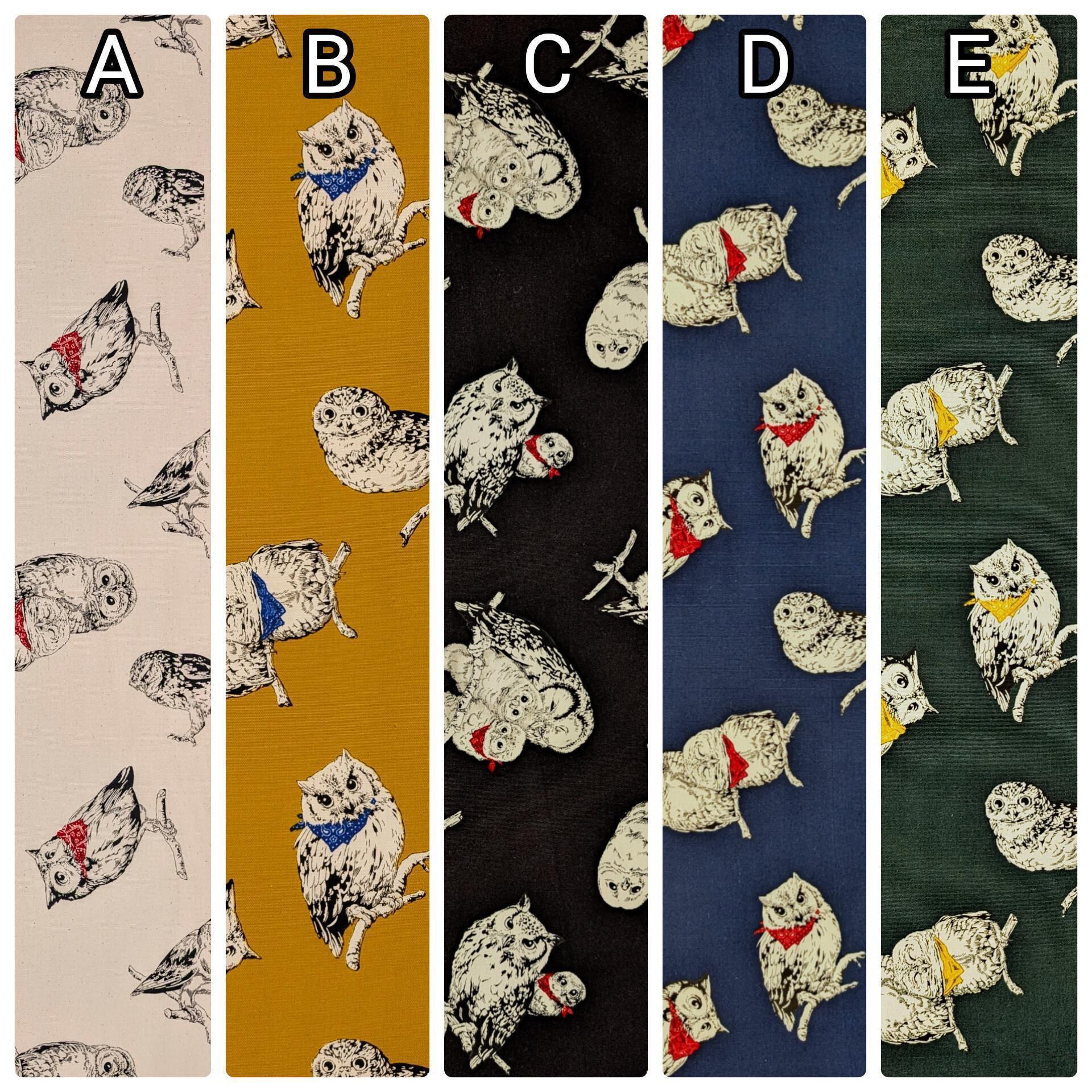 Cosmo - Owls in Bandanas Cotton Oxford - Black