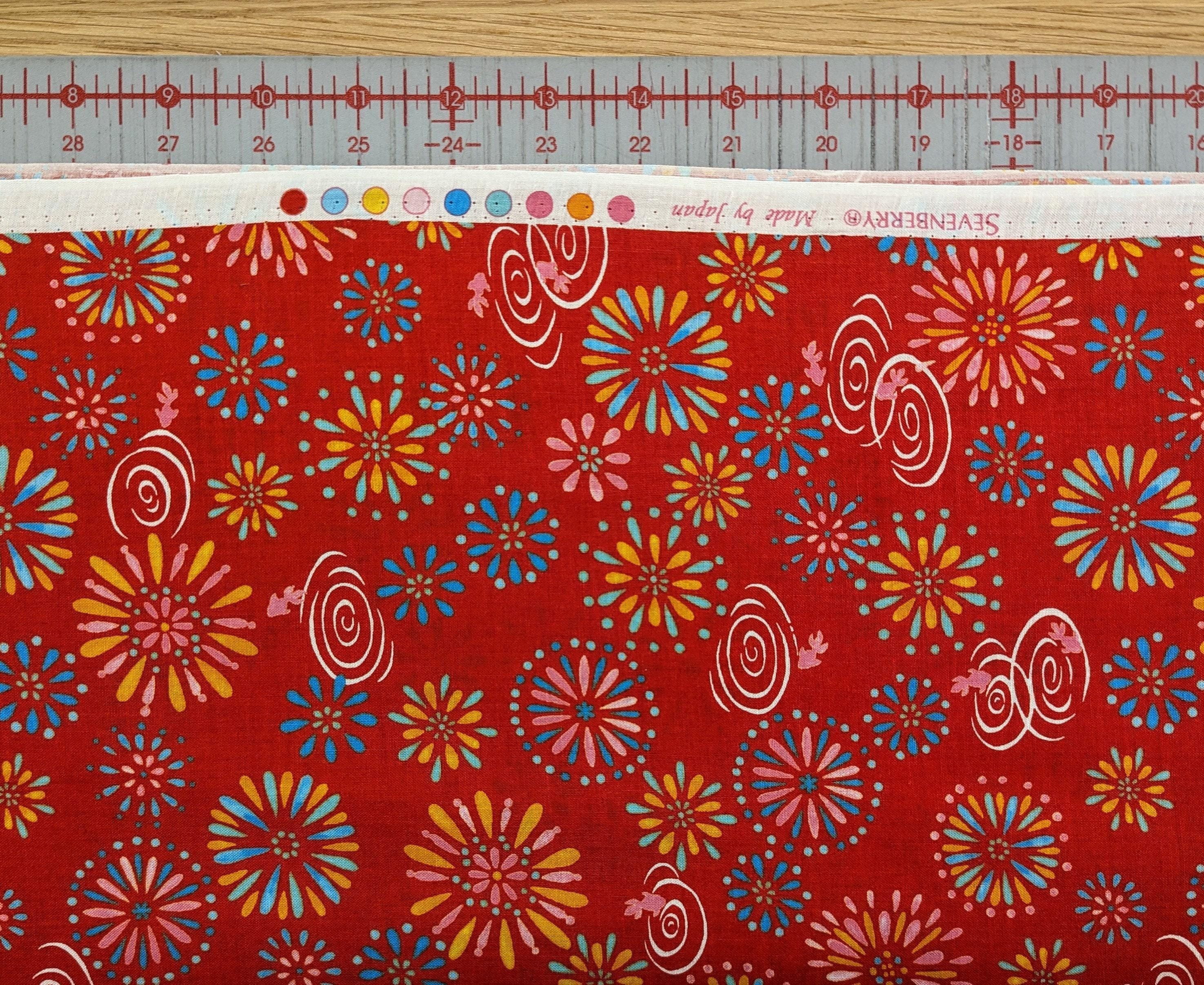 Sevenberry - Fireworks and Koi Cotton Fabric - Red