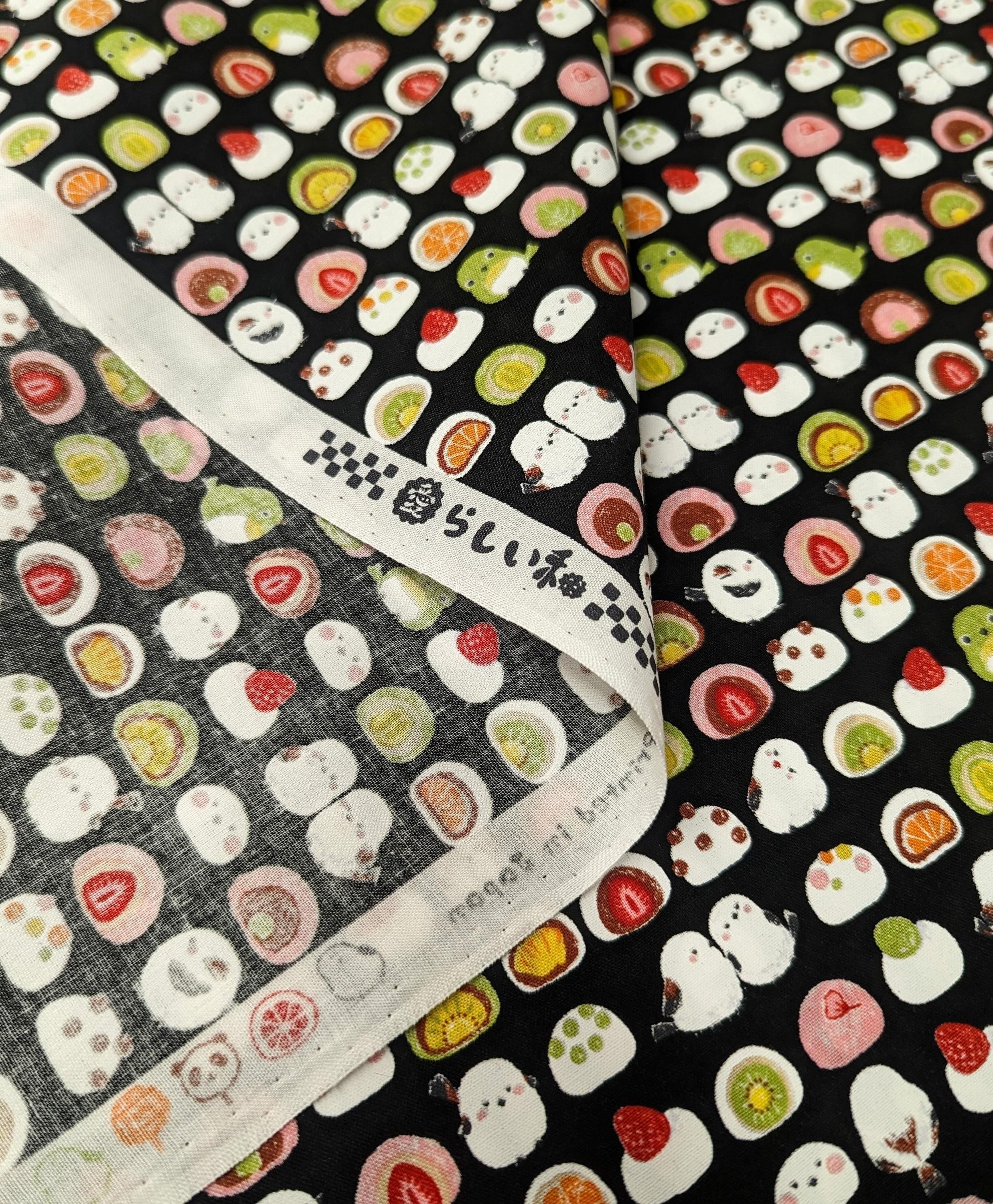 Senyo - Chickadees and Mochi Cotton Fabric - Black