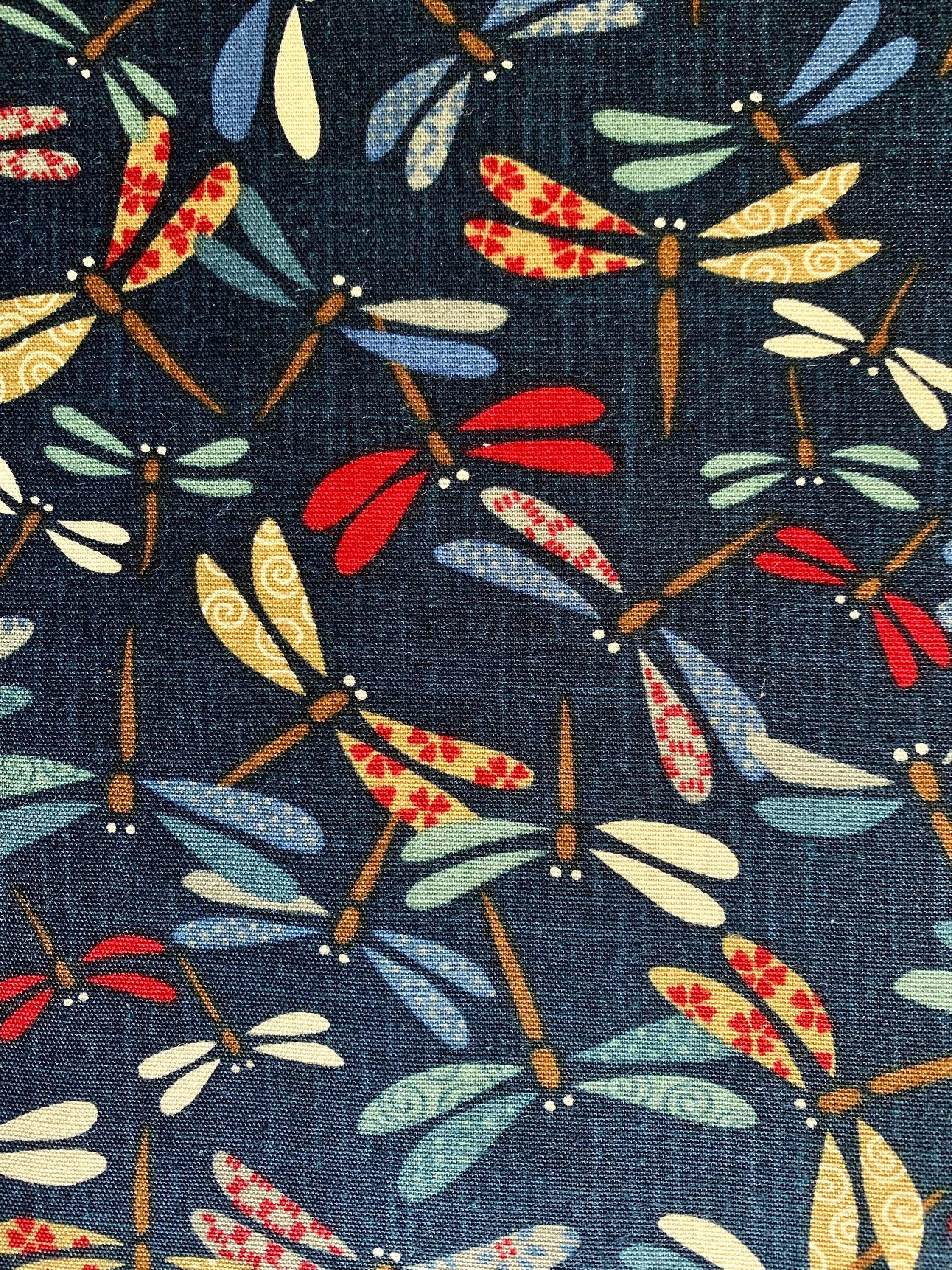 Dragonfly Festival Japanese cotton fabric KW-3377-8-A blue
